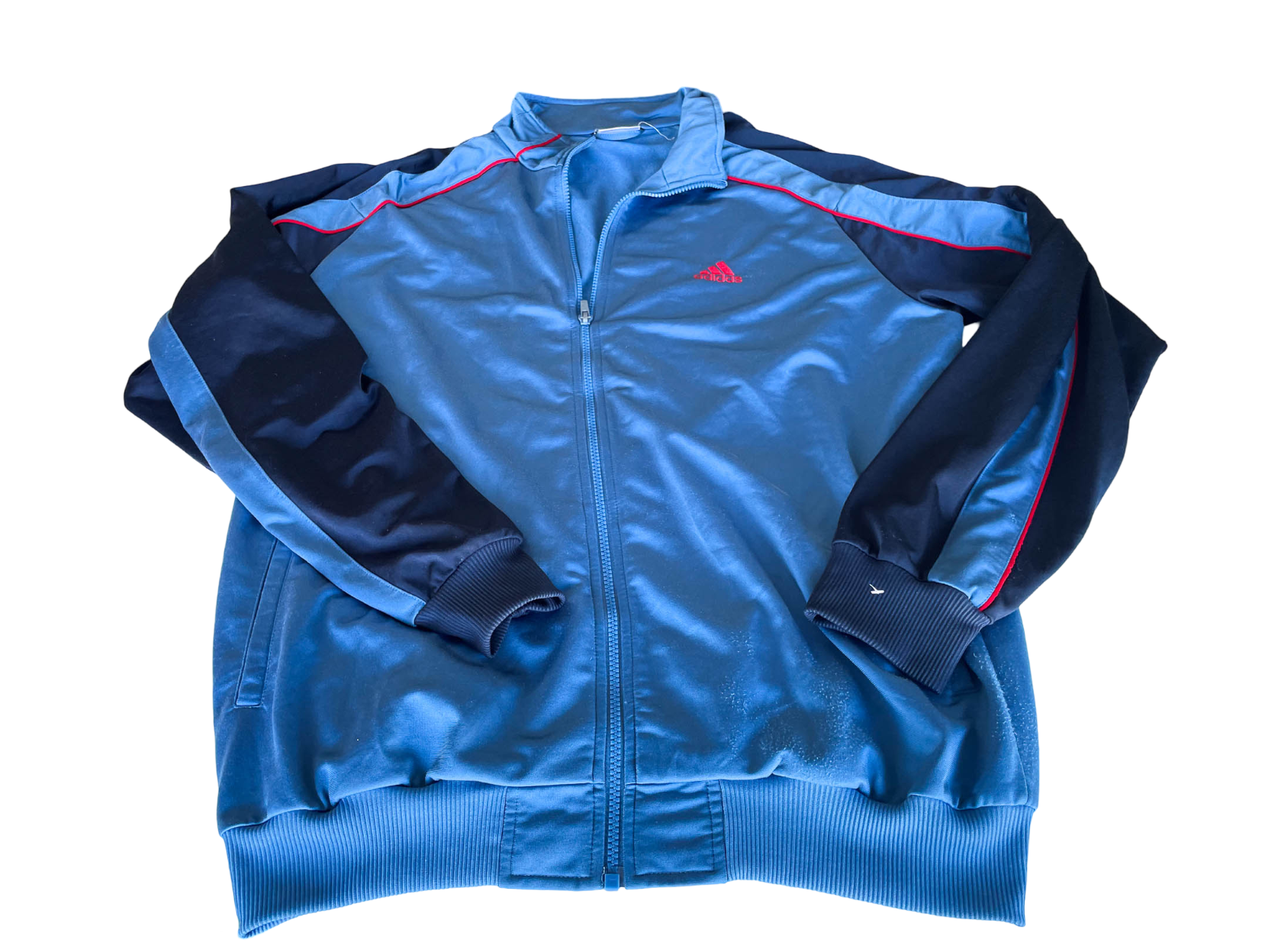 Vintage Adidas full zip blue windbreaker track top in L| L32 W24|SKU 4382