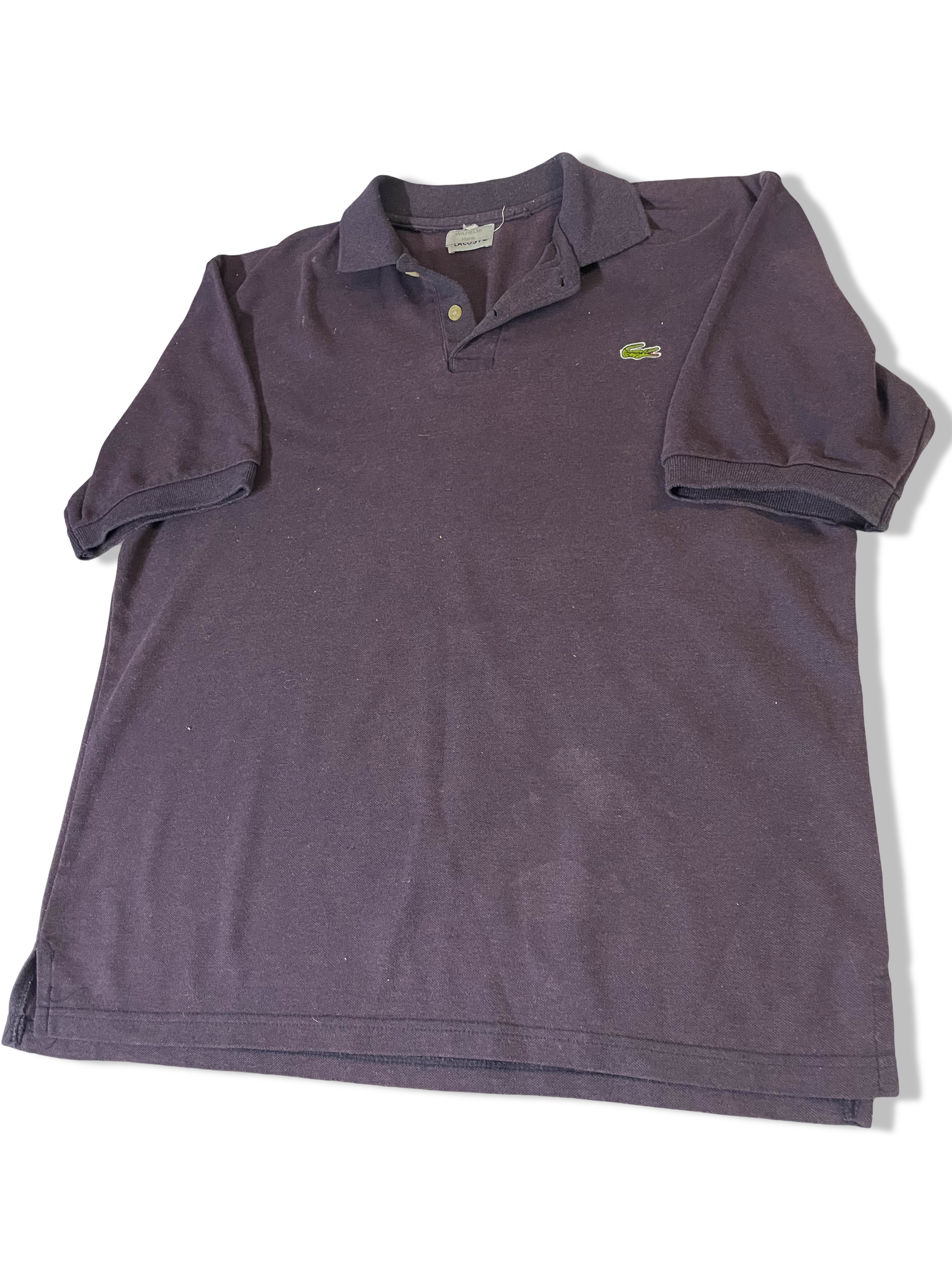 Vintage mens regular fit Hans Lacoste navy plain polo shirt size M/L|L28w23|3767<br>