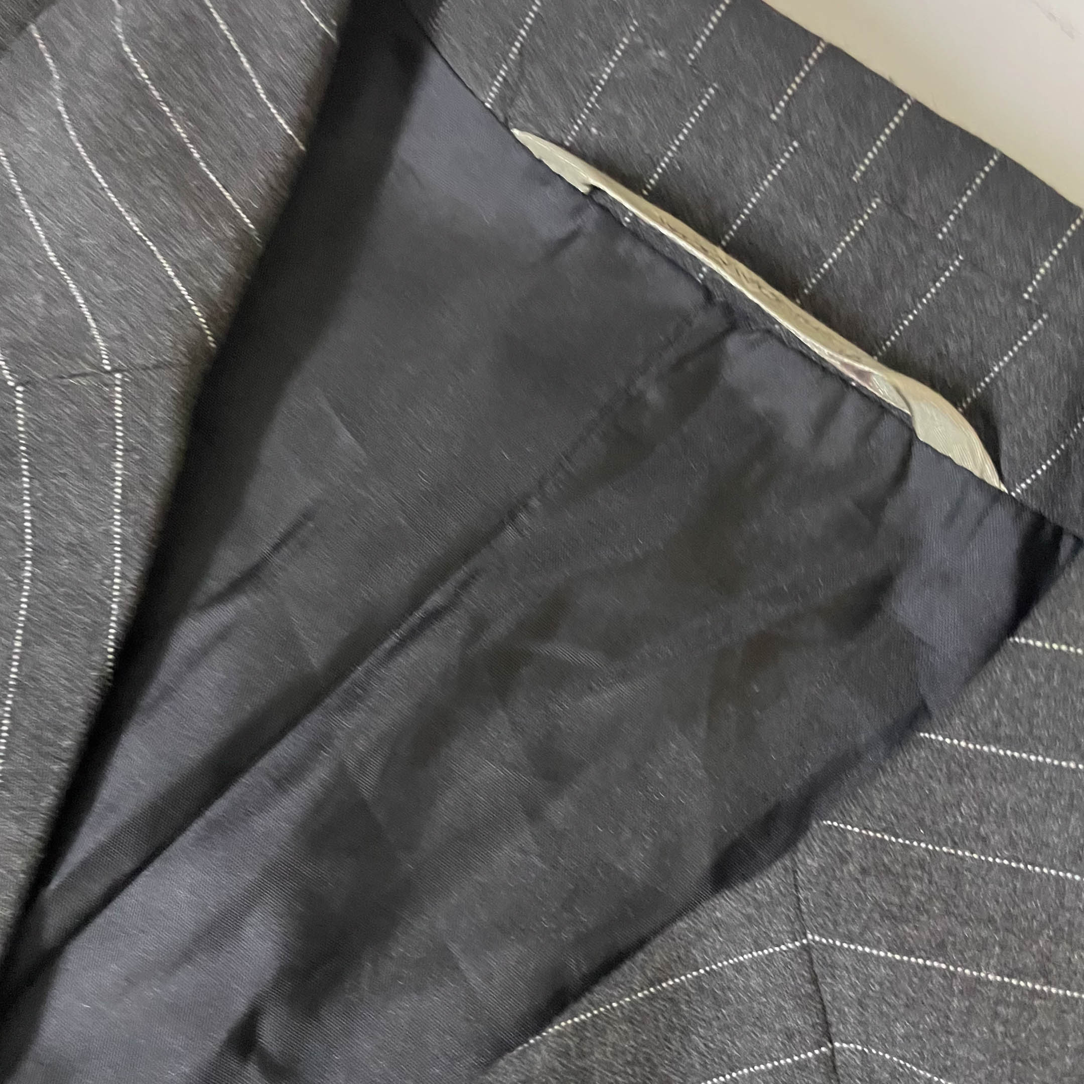 Vintage women's Woolworth grey stripped single breasted blazers size 14|SKU 3768