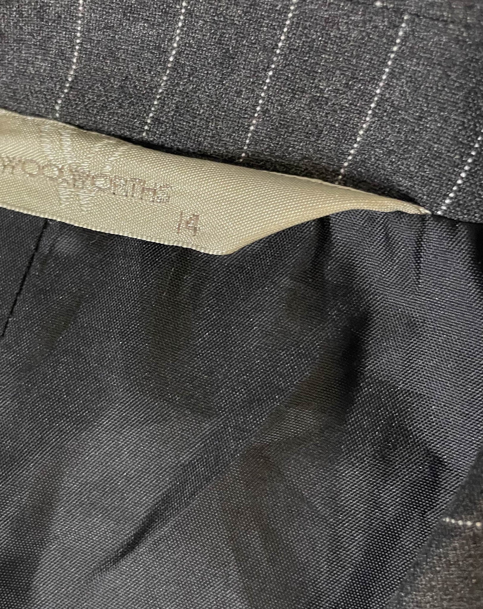 Vintage women's Woolworth grey stripped single breasted blazers size 14|SKU 3768