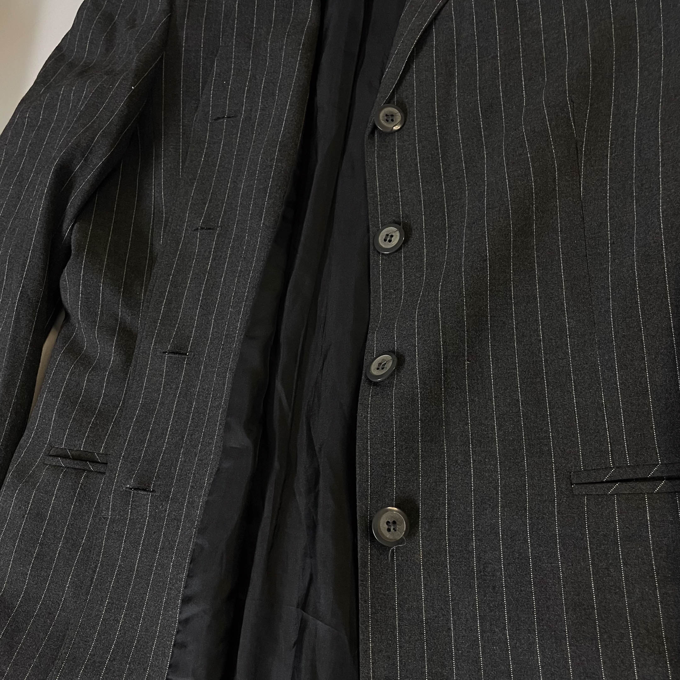 Vintage women's Woolworth grey stripped single breasted blazers size 14|SKU 3768