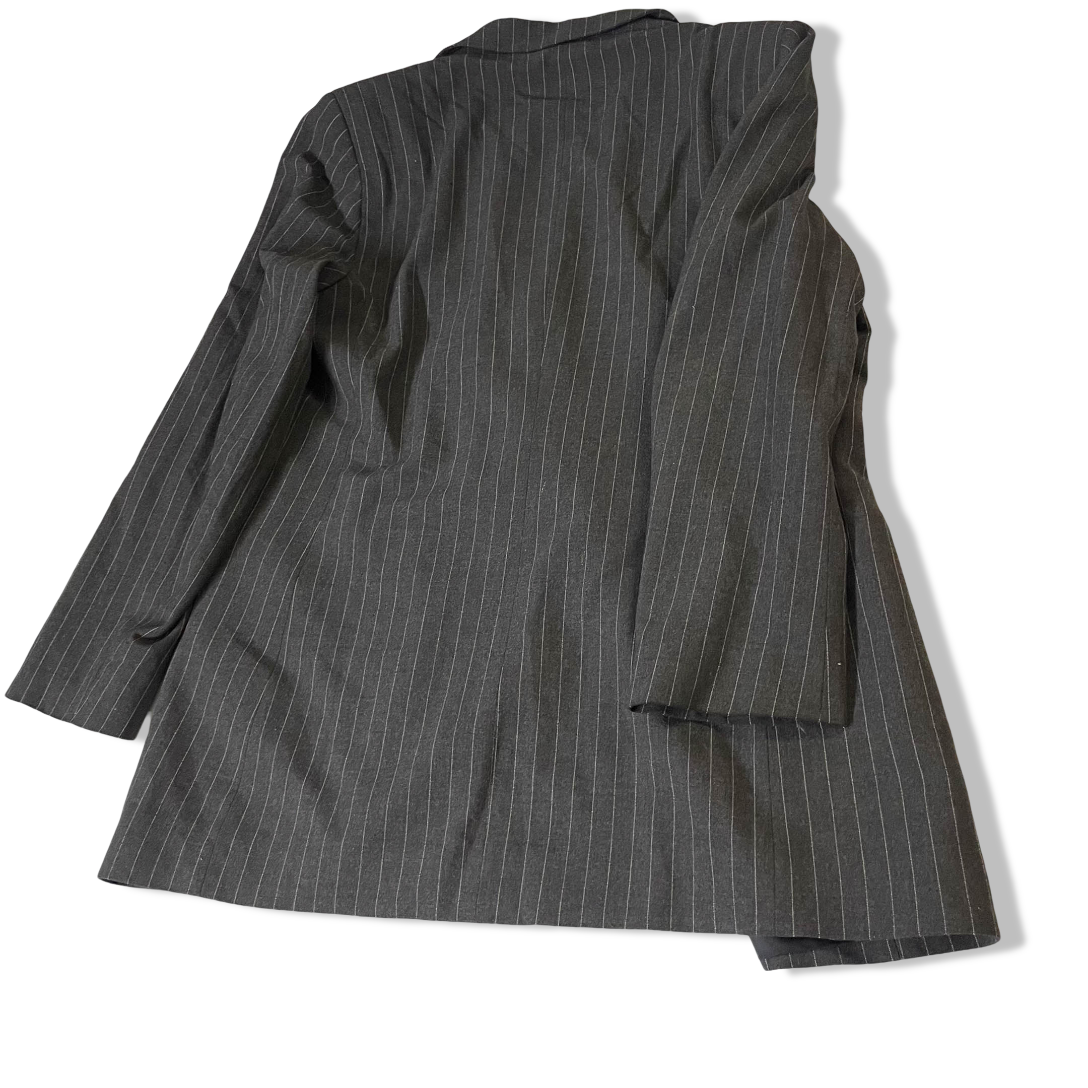 Vintage women's Woolworth grey stripped single breasted blazers size 14|SKU 3768