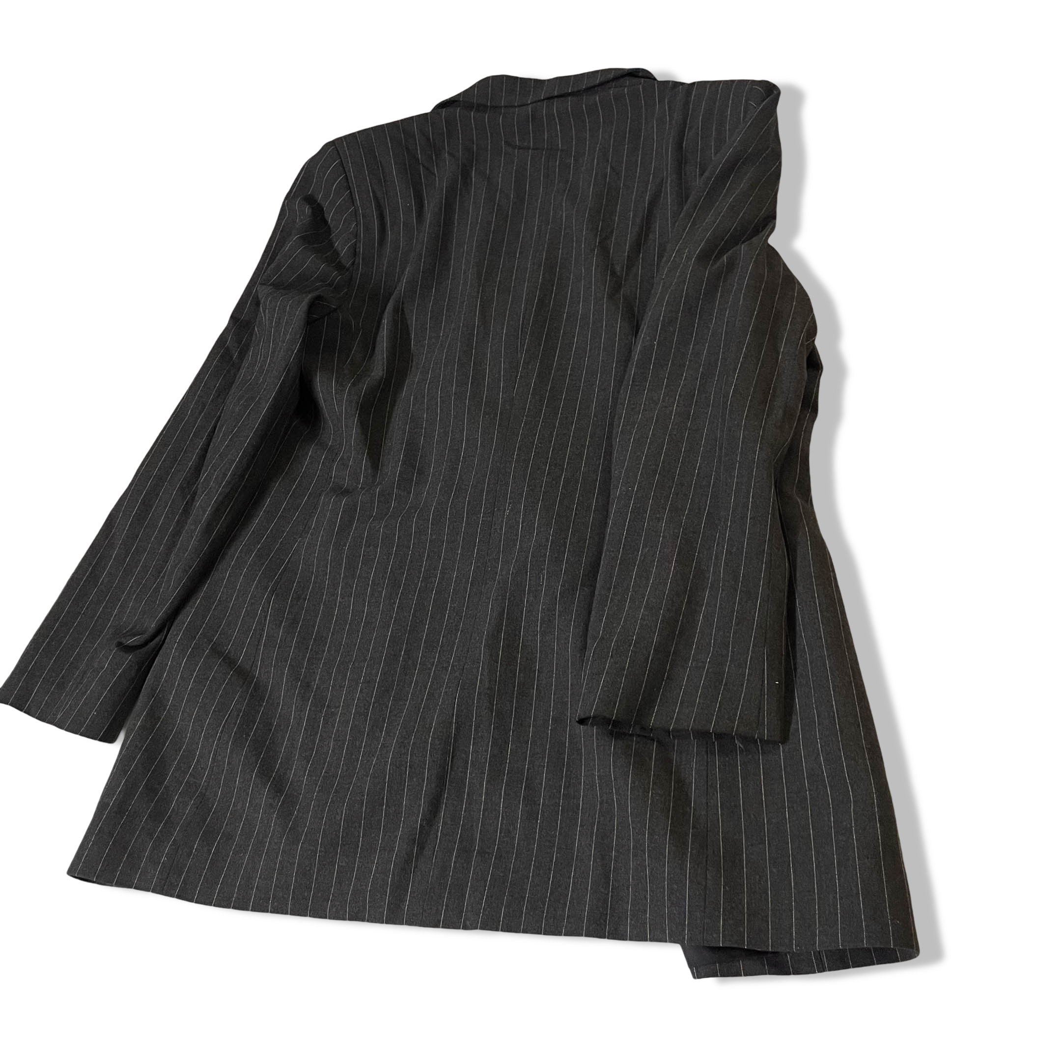 Vintage women's Woolworth grey stripped single breasted blazers size 14|SKU 3768