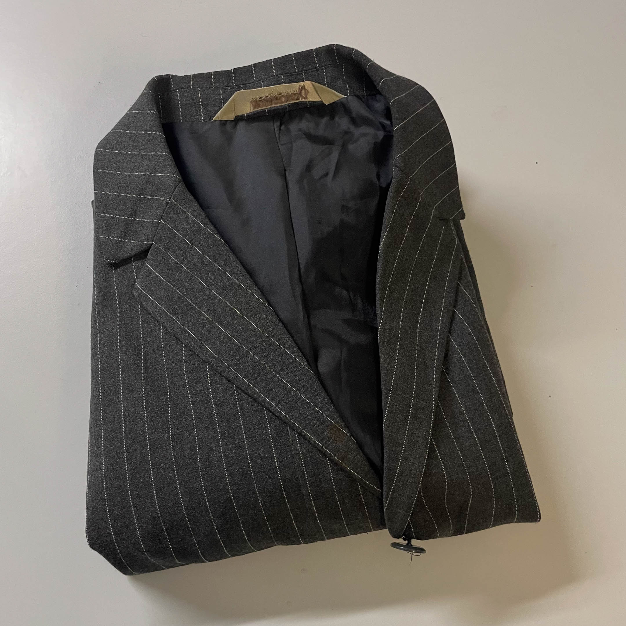 Vintage women's Woolworth grey stripped single breasted blazers size 14|SKU 3768