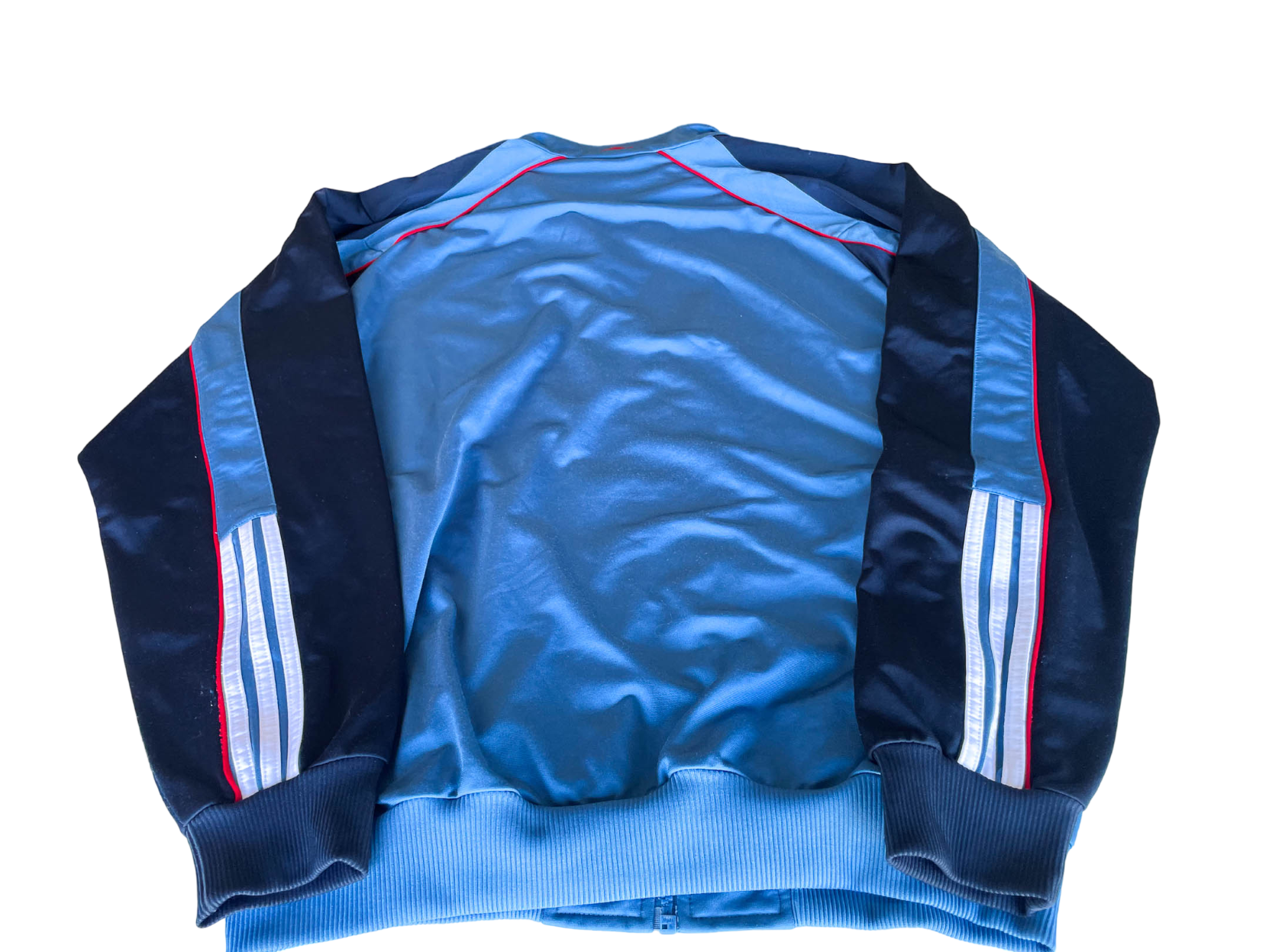 Vintage Adidas full zip blue windbreaker track top in L| L32 W24|SKU 4382