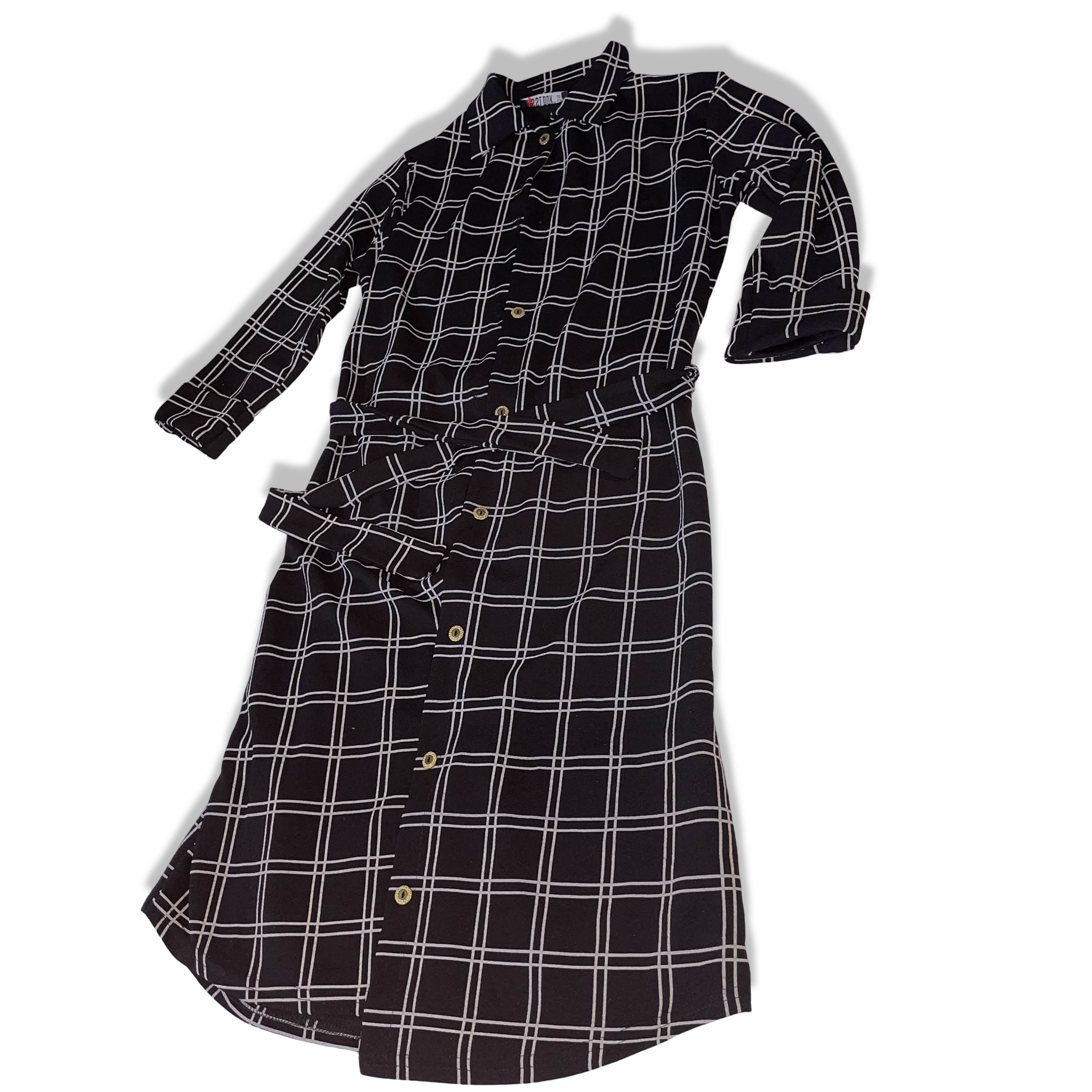 Vintage Misslook women's plaid print button up shirt dress UK 10|L40W18|SKU 3769