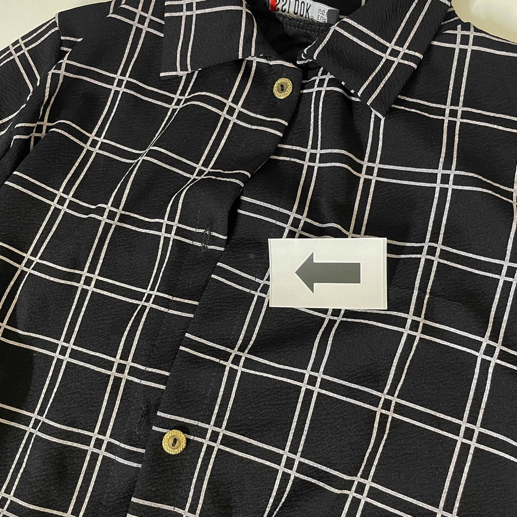 Vintage Misslook women's plaid print button up shirt dress UK 10|L40W18|SKU 3769