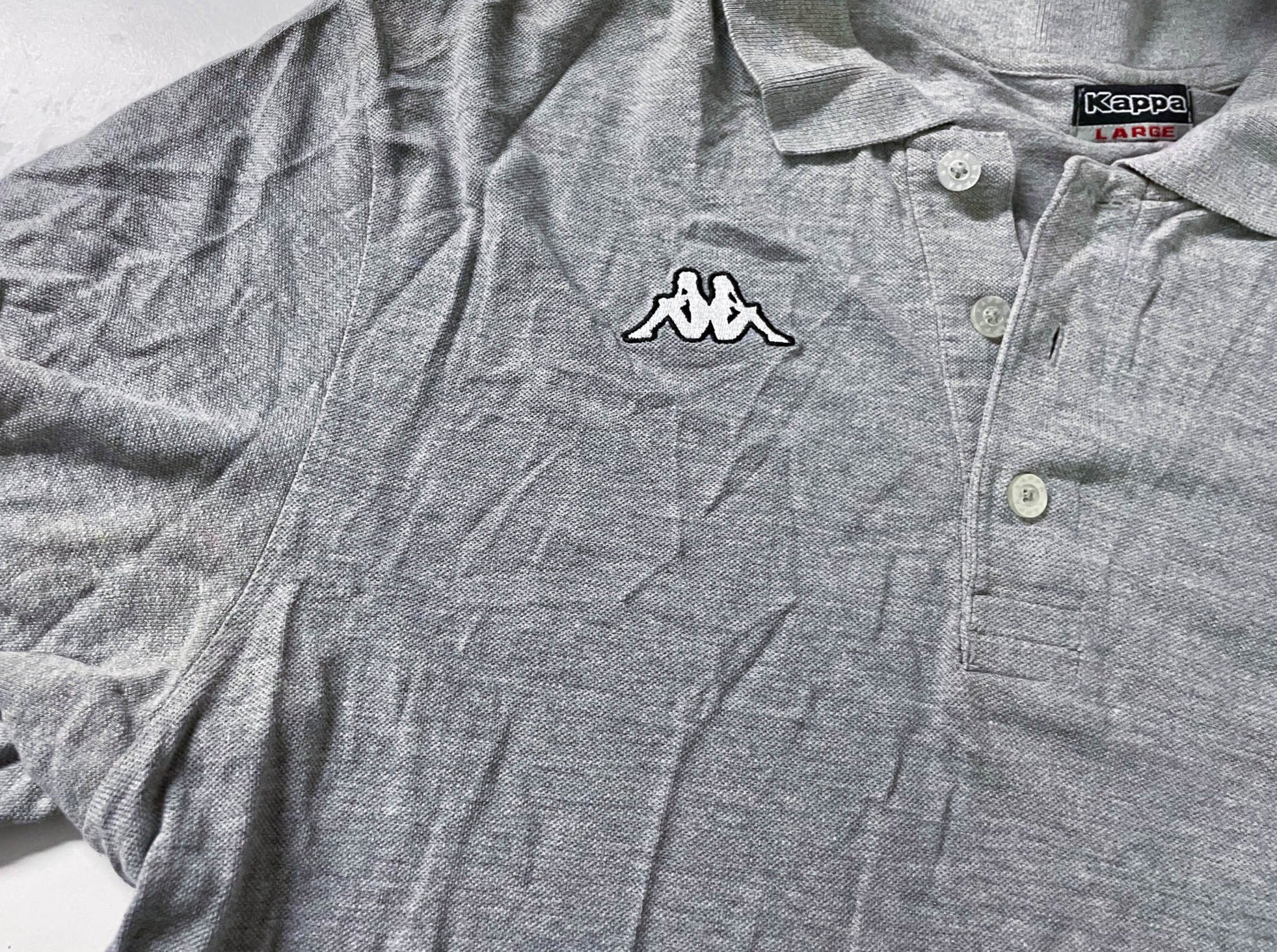 Vintage Men's Kappa grey large short sleeve polo's|L29 W21| SKU 4111