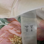 Womens Y2K Beige Floral Cropped Button-Up UK 14 Collared -Tie Front|L25W18| 3777