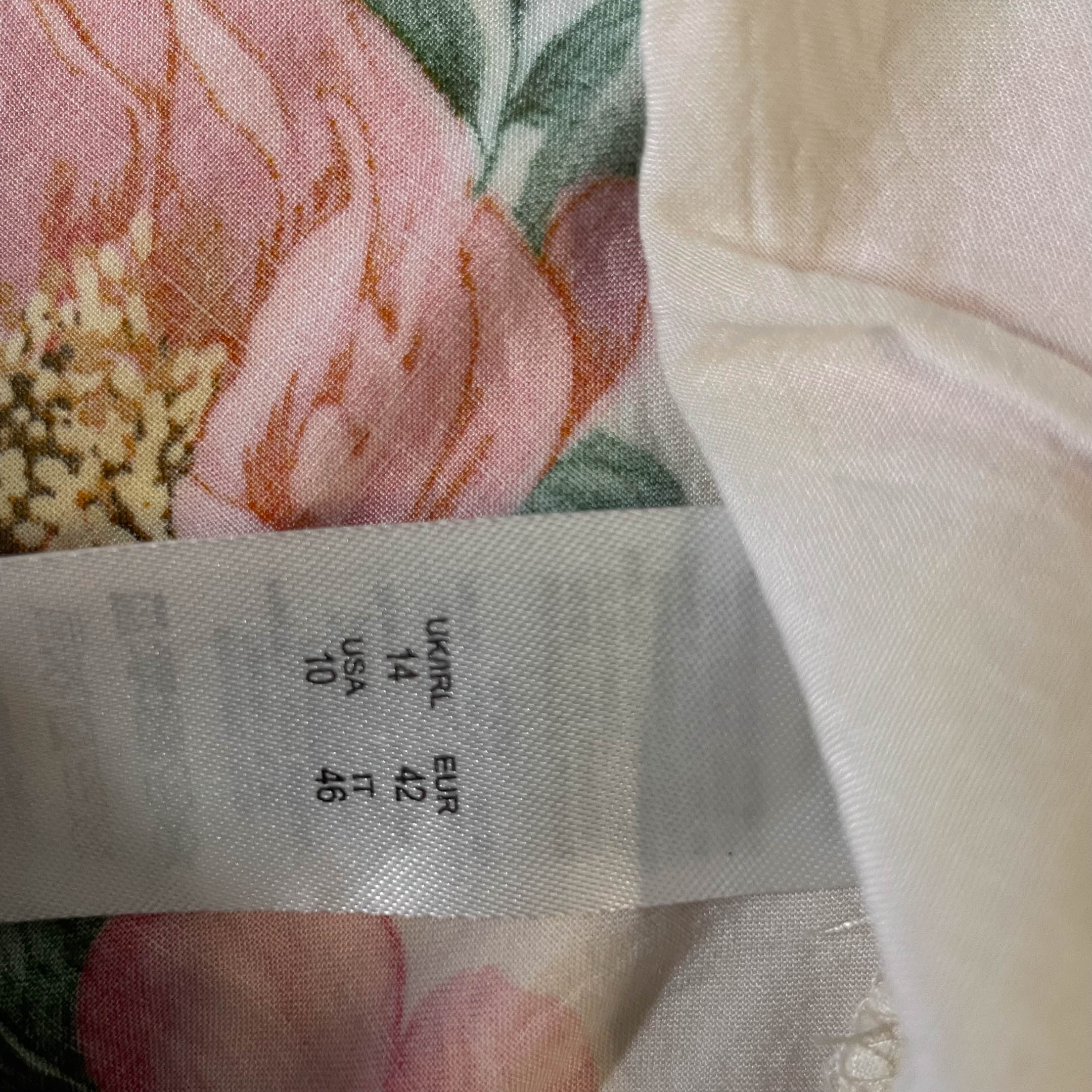 Womens Y2K Beige Floral Cropped Button-Up UK 14 Collared -Tie Front|L25W18| 3777