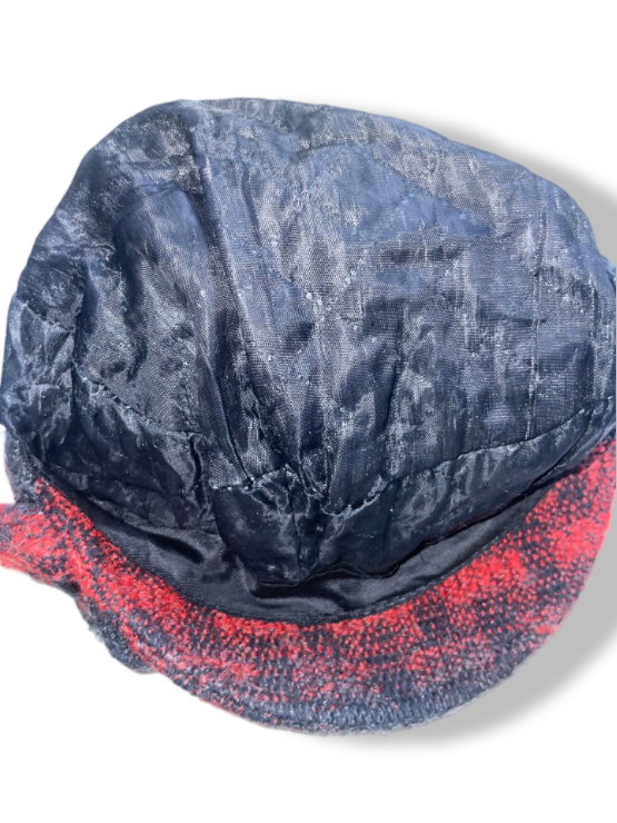 Vintage women's red checkered tweed newboy cap| SKU 4876