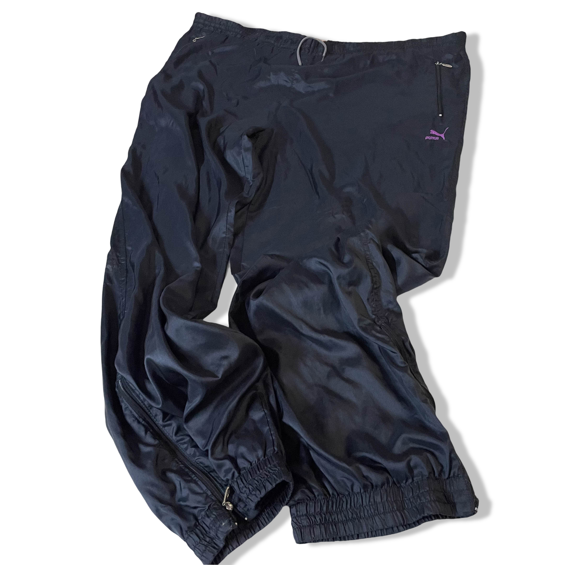 Vintage Puma black men's made in korea shell drawstring pant size 10|L28W42|3780
