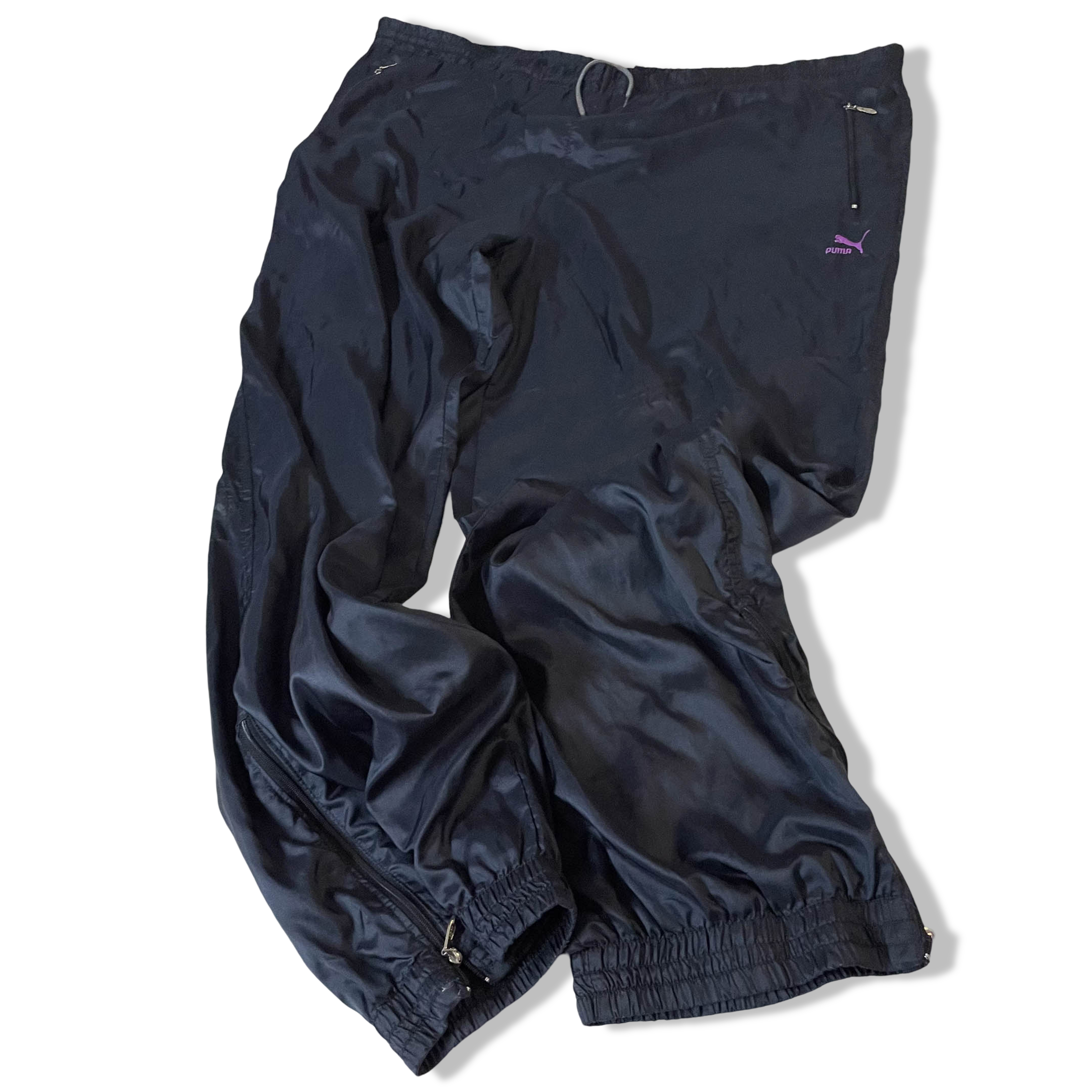 Vintage Puma black men's made in korea shell drawstring pant size 10|L28W42|3780