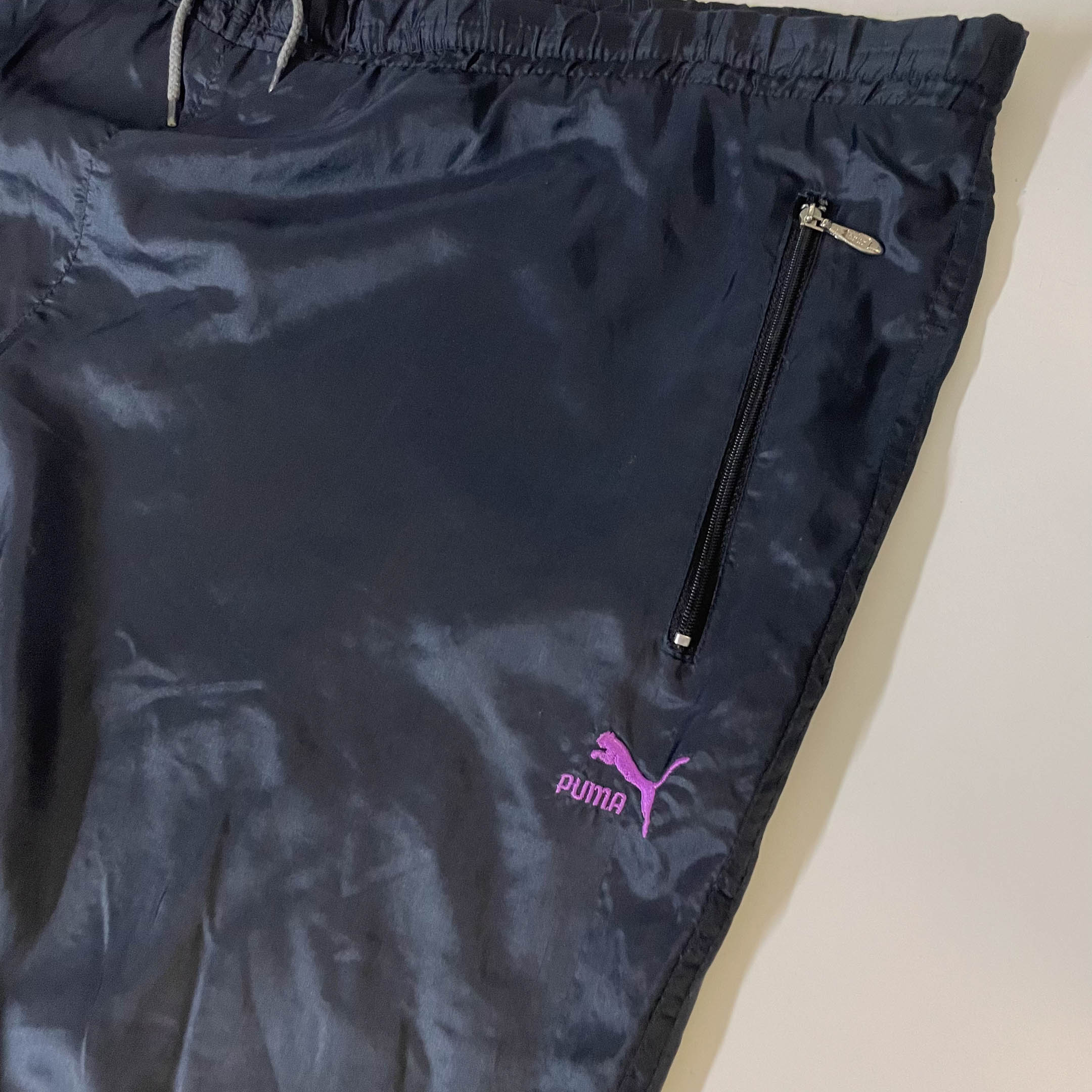 Vintage Puma black men's made in korea shell drawstring pant size 10|L28W42|3780