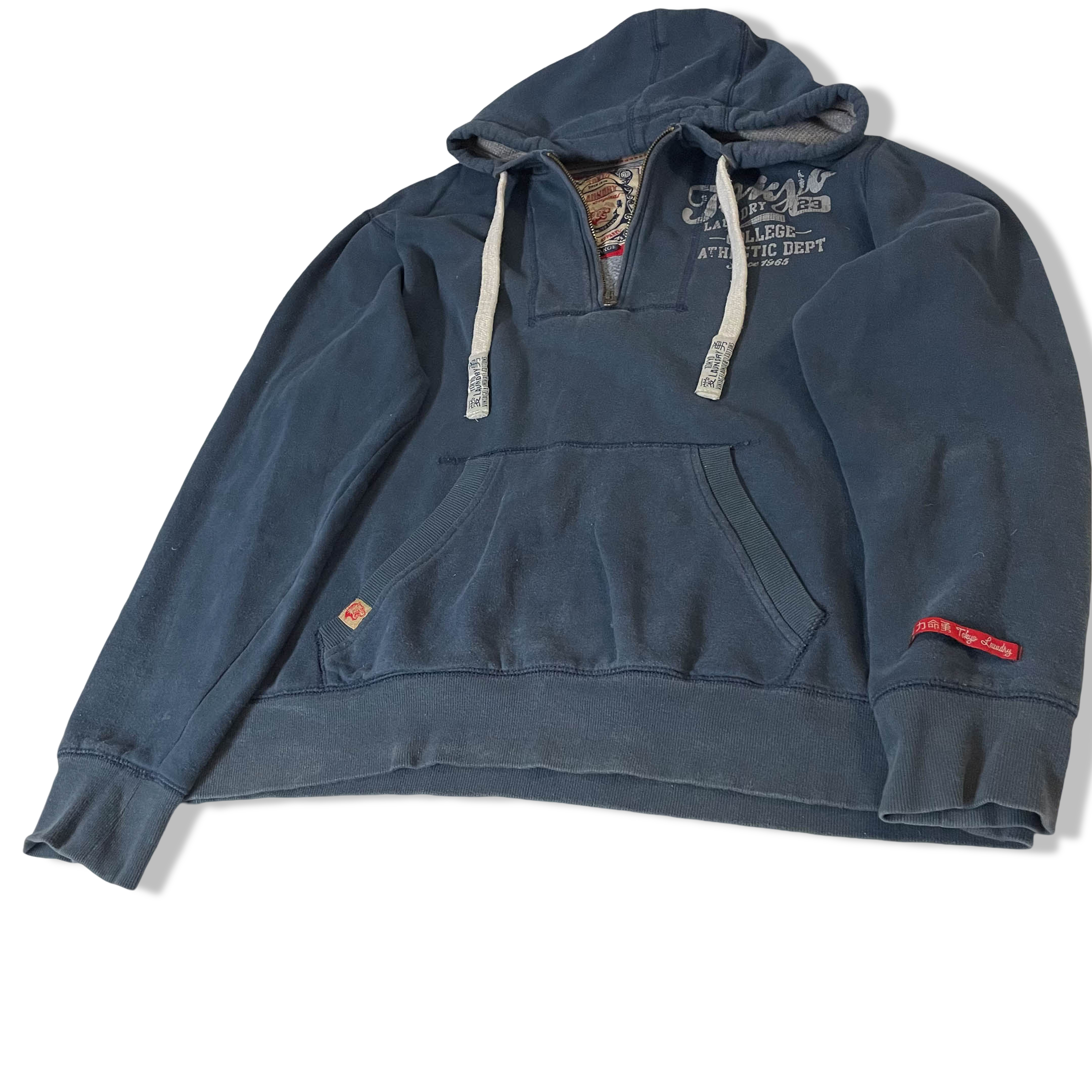 Vintage Men's Tokyo Laundry Athletic Dept. 90's blue hoodie in XL|L25W23|SKU3784