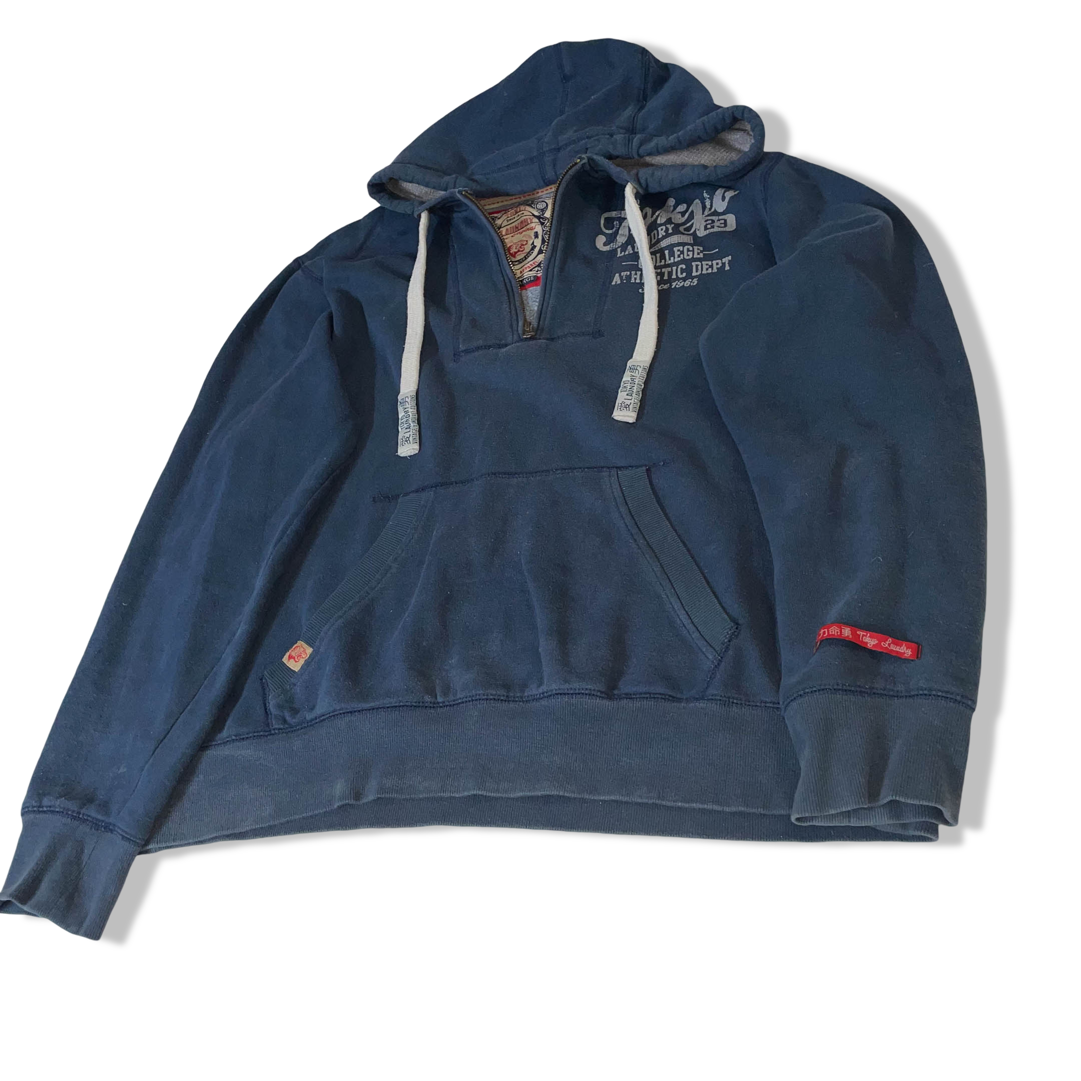 Vintage Men's Tokyo Laundry Athletic Dept. 90's blue hoodie in XL|L25W23|SKU3784