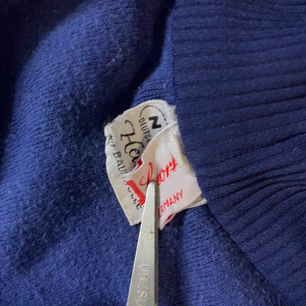 Vintage Women's made in Germany blue full zip high neck sweatshirt in XS| 3785