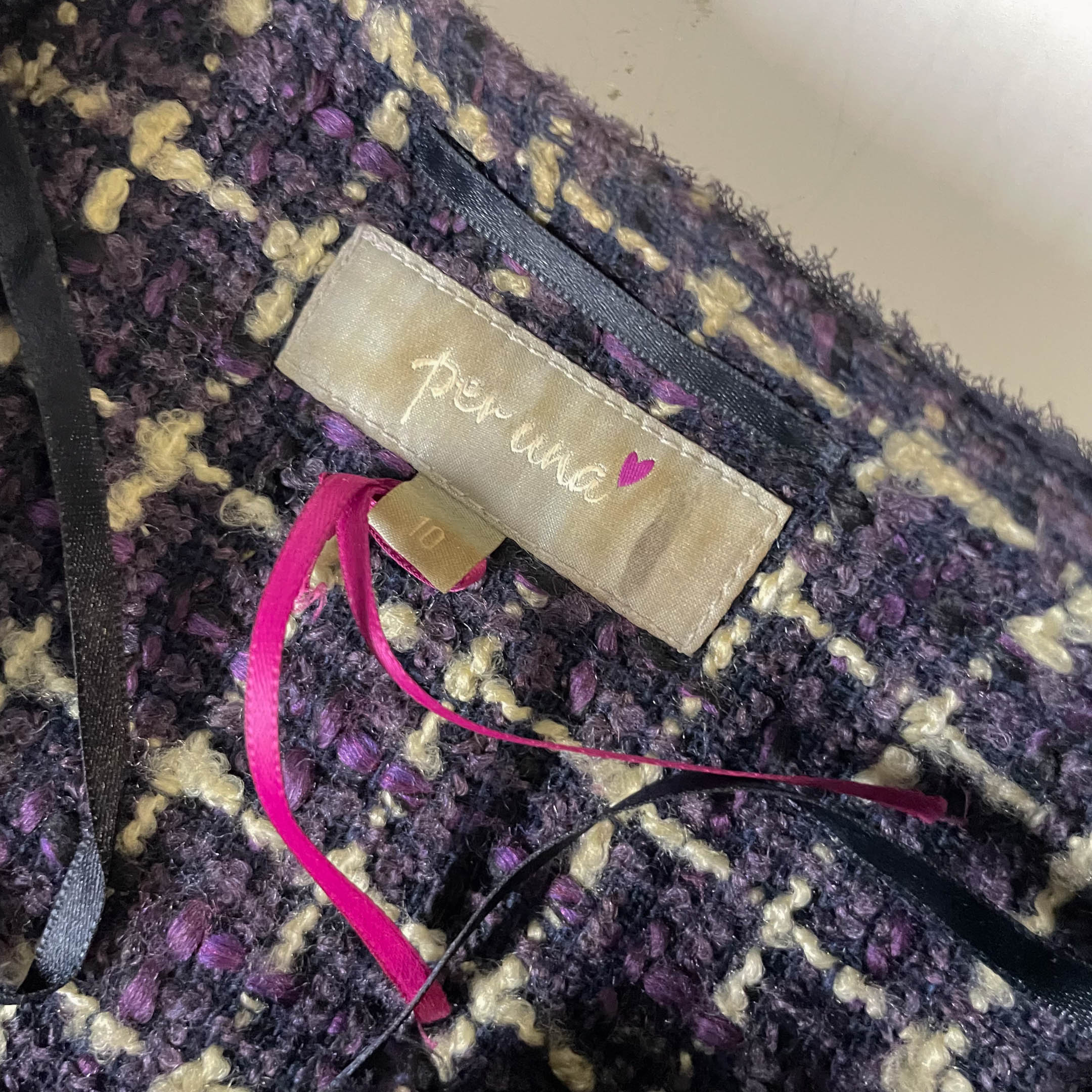 Vintage Per Una love womens purple checkered tweed jacket size 10|L25W17|SKU3787