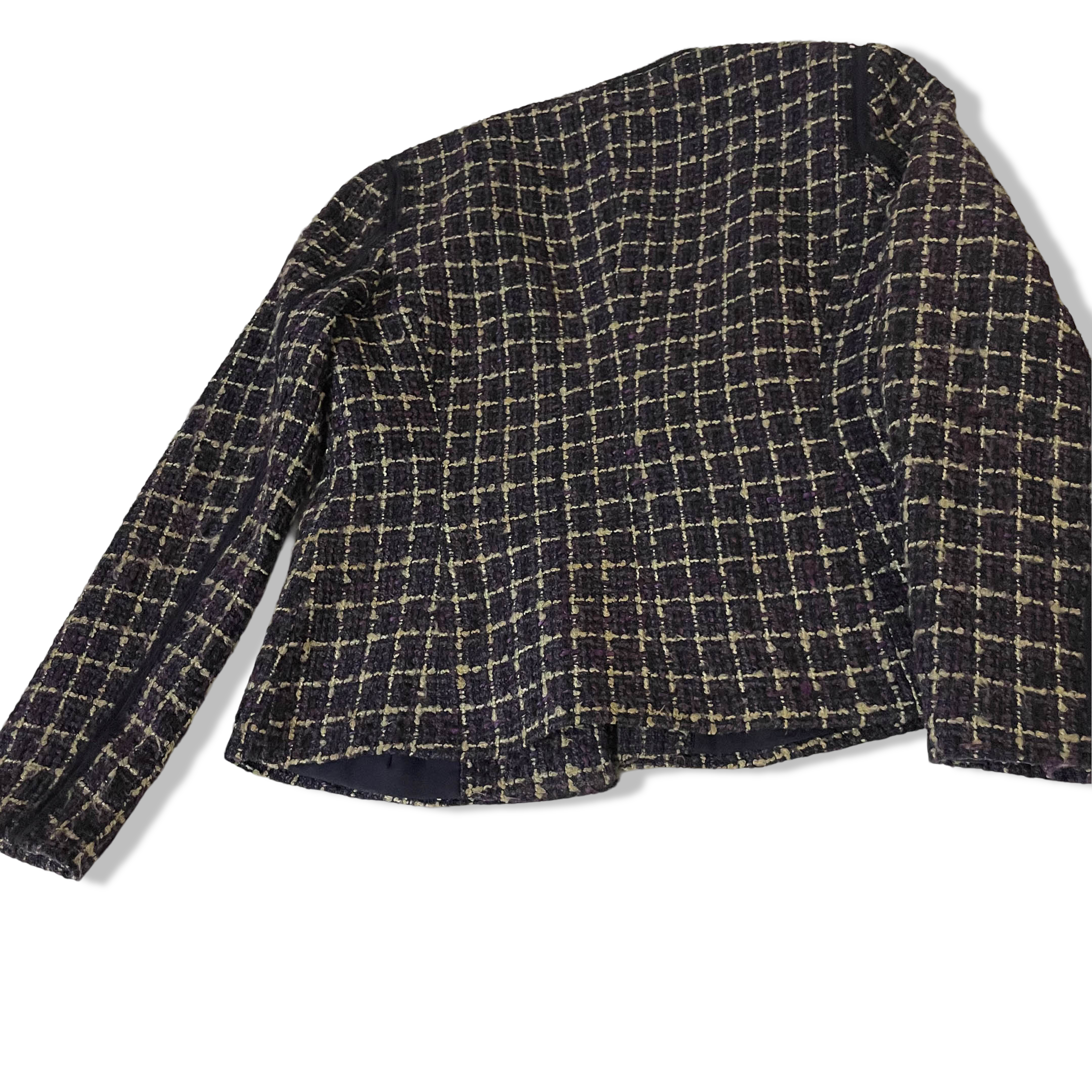 Vintage Per Una love womens purple checkered tweed jacket size 10|L25W17|SKU3787