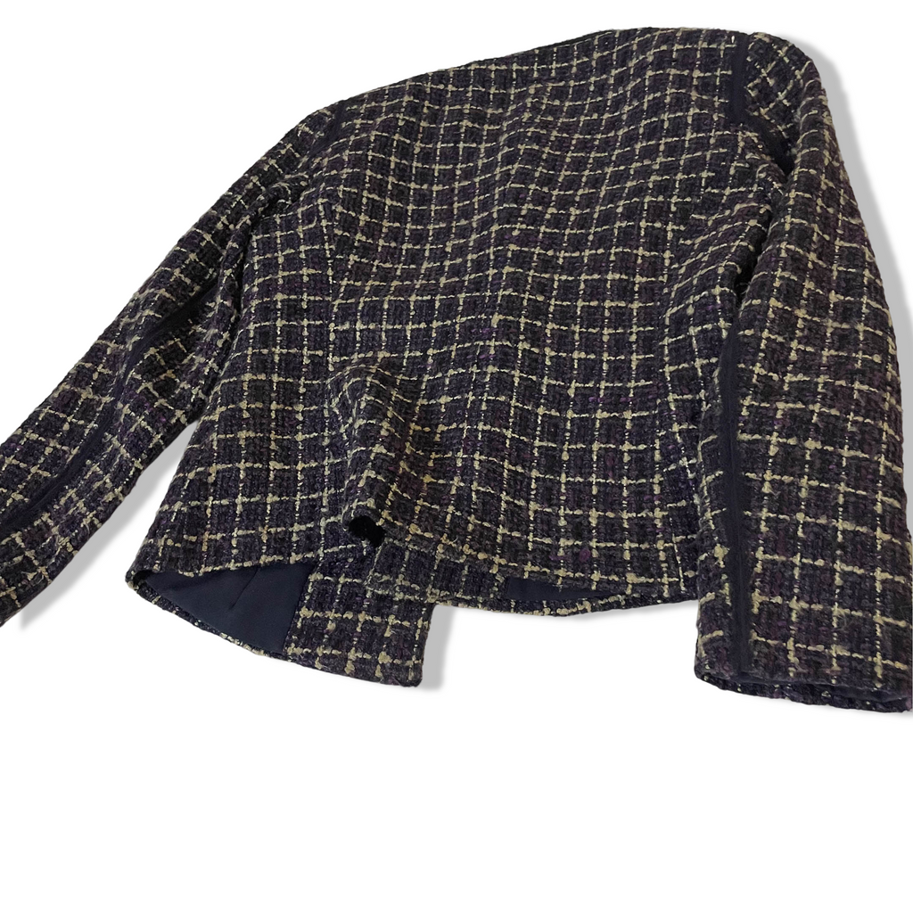 Vintage Per Una love womens purple checkered tweed jacket size 10|L25W17|SKU3787