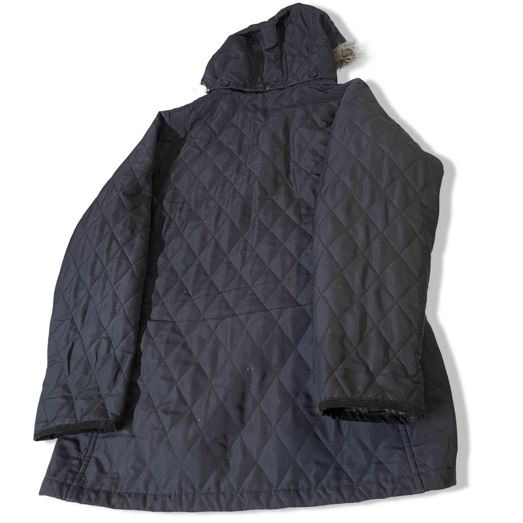 Vintage Women's TRESPASS Navy Quilted Hoodie Jacket & Coat in XXL|L30W23|SKU3791