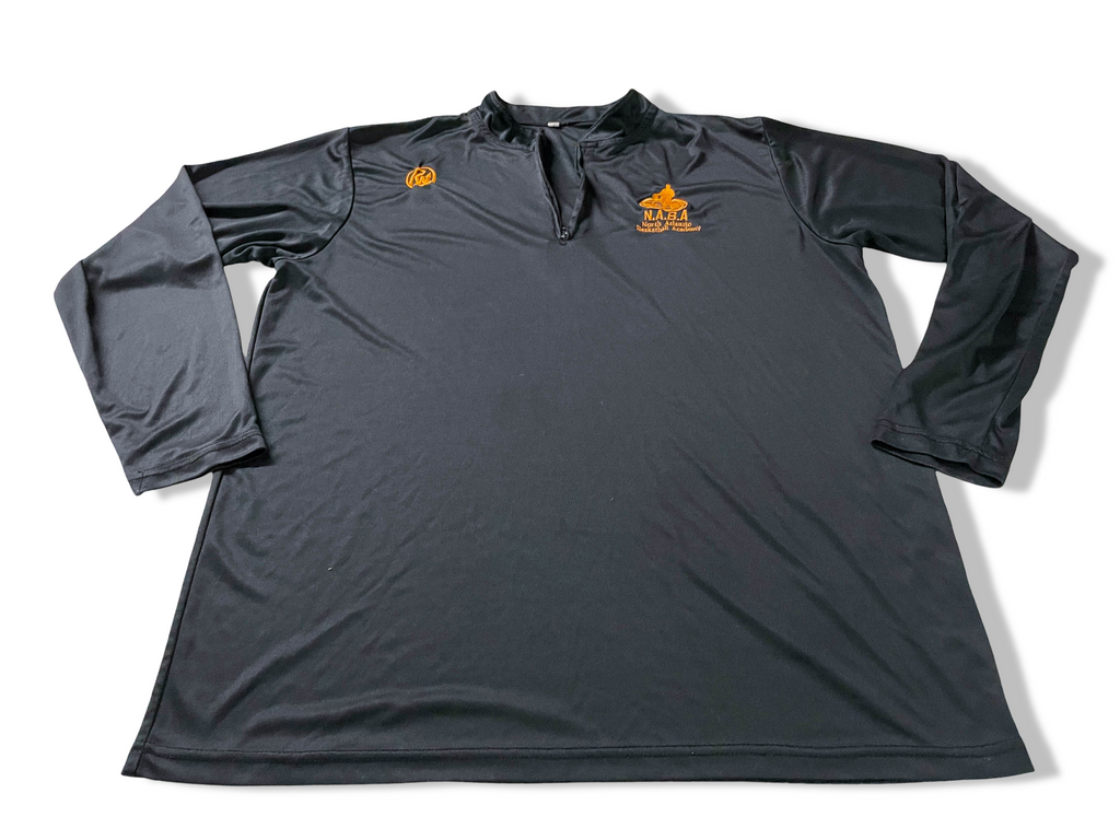 Vintage Men's North Atlantic basketball Association black long sleeve polo jersey in XL|L28 W22|SKU 4113