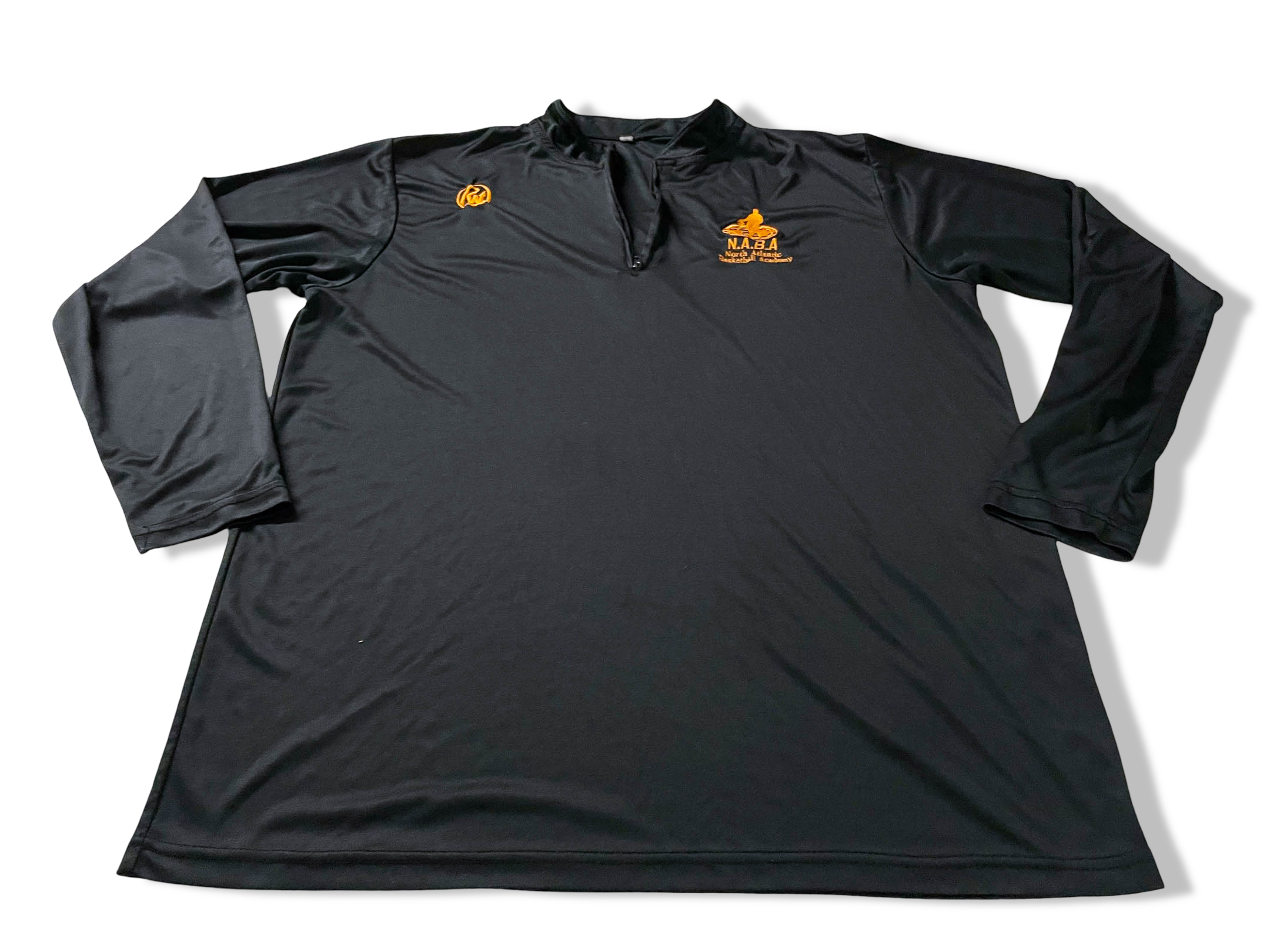 Vintage Men's North Atlantic basketball Association black long sleeve polo jersey in XL|L28 W22|SKU 4113