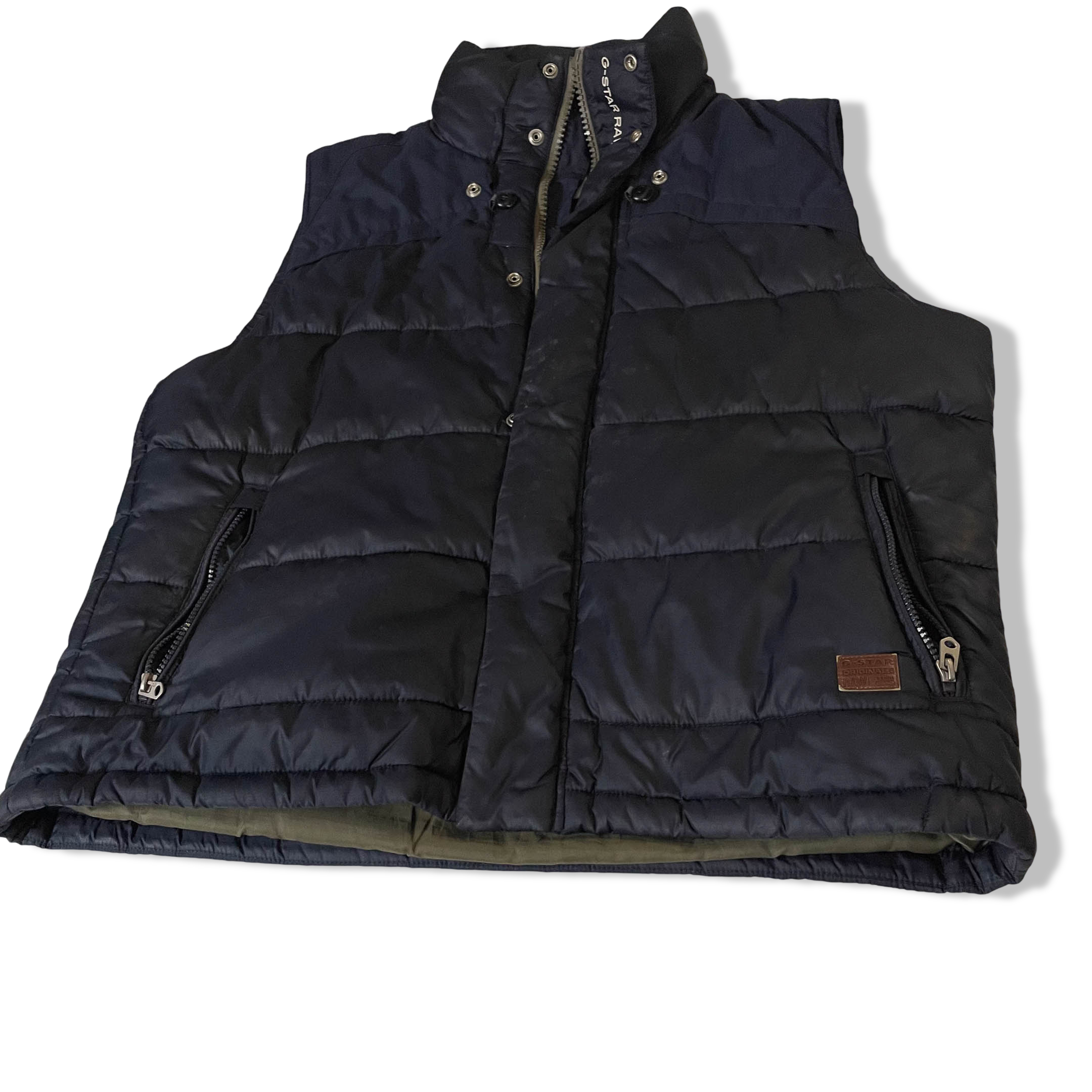 Vintage G-star Raw men's sleeveless Navy puffer jacket in XXL|L31 W25| SKU 3794