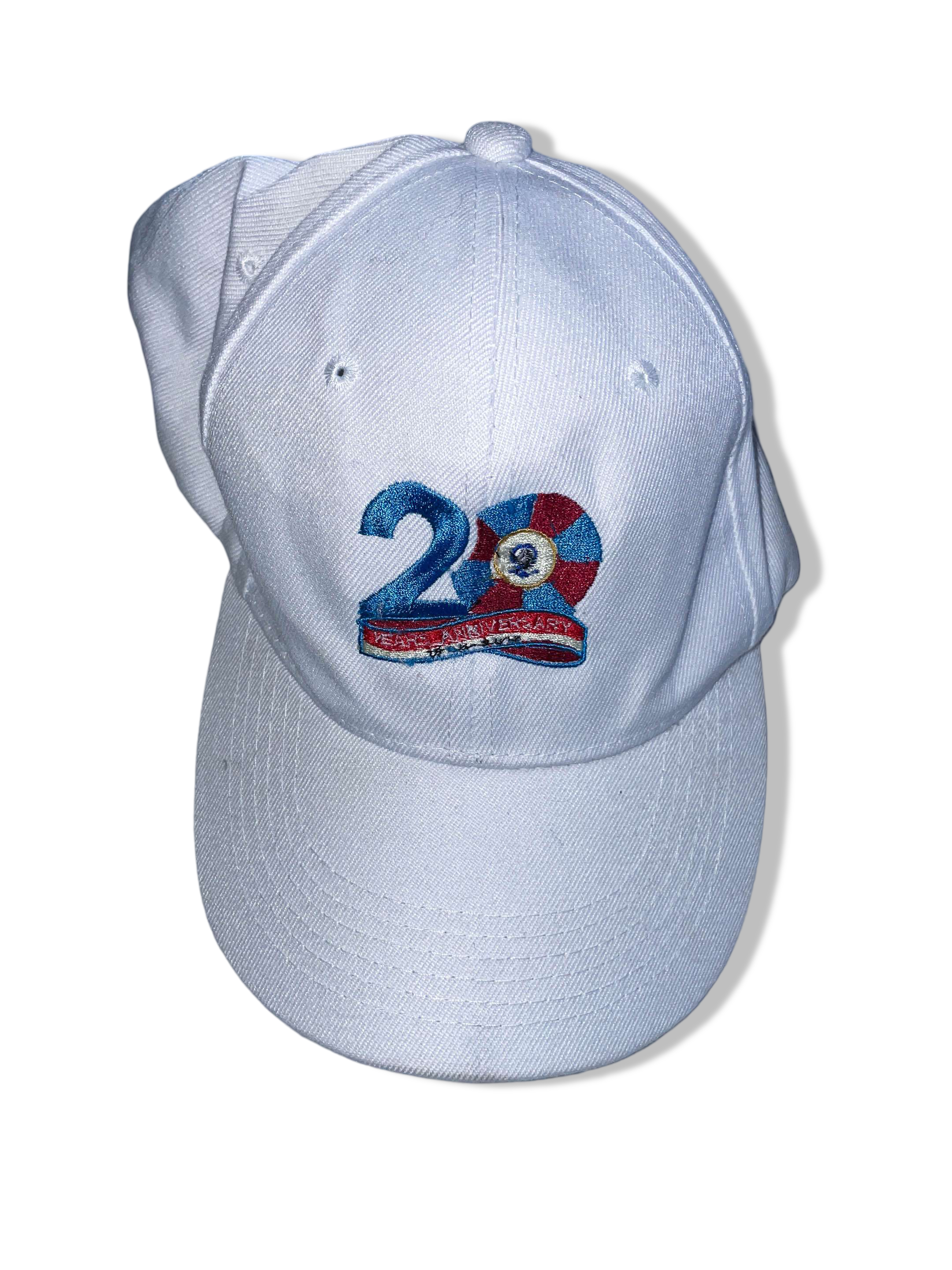 Vintage white 20th year anniversary crest baseball cap| SKU 4935