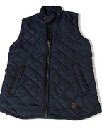 Vintage La Garrocha womens navy puffer padded sleeveless jacket in S|L29W19|3796