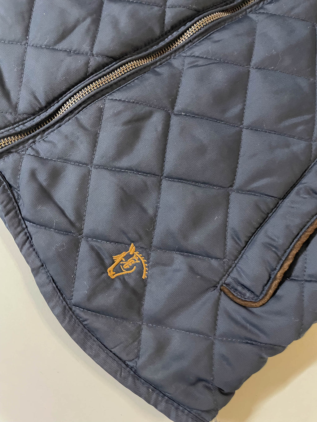 Vintage La Garrocha womens navy puffer padded sleeveless jacket in S|L29W19|3796