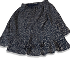 Vintage Women's Petrol polka dot print black ruffle mini skirt in XS/S|SKU 3799
