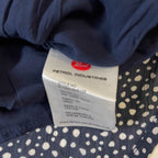 Vintage Women's Petrol polka dot print black ruffle mini skirt in XS/S|SKU 3799