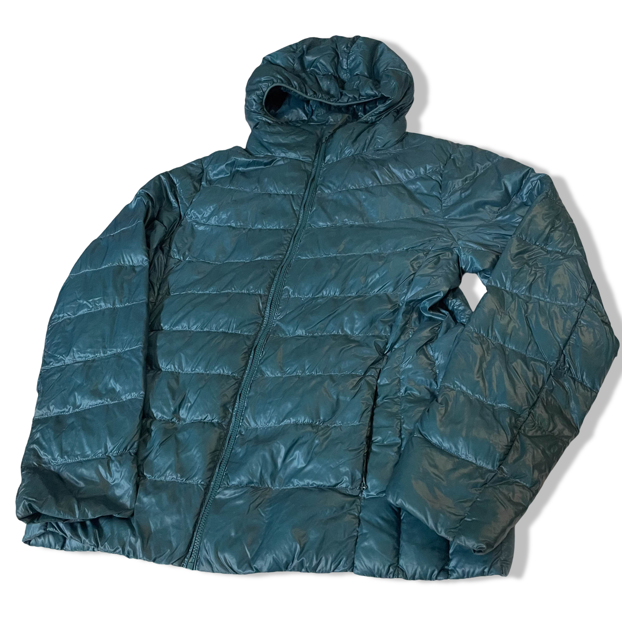 Vintage Women's Uniqlo green puffer padded hoodie jacket in XL |L25 W19|SKU 3804