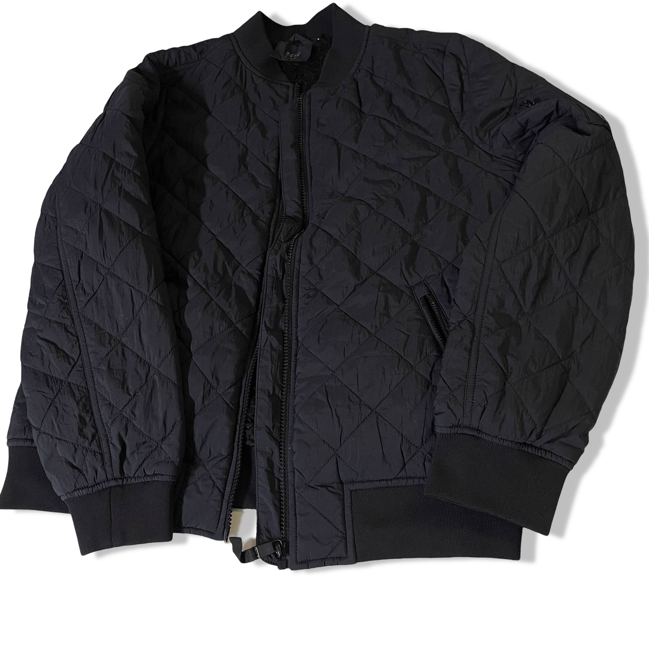 Vintage Good Move Womens Navy Solid Quilted bomber black jacket size 12|SKU 3805