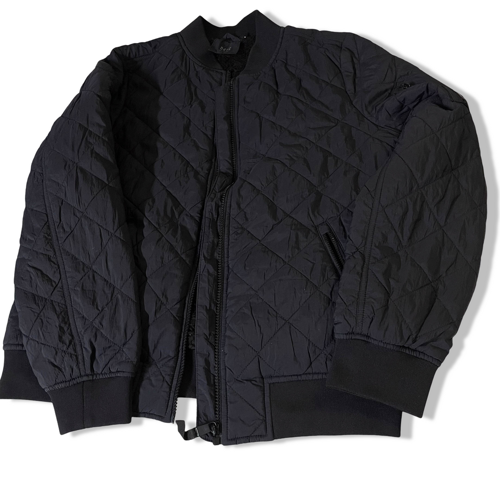 Vintage Good Move Womens Navy Solid Quilted bomber black jacket size 12|SKU 3805