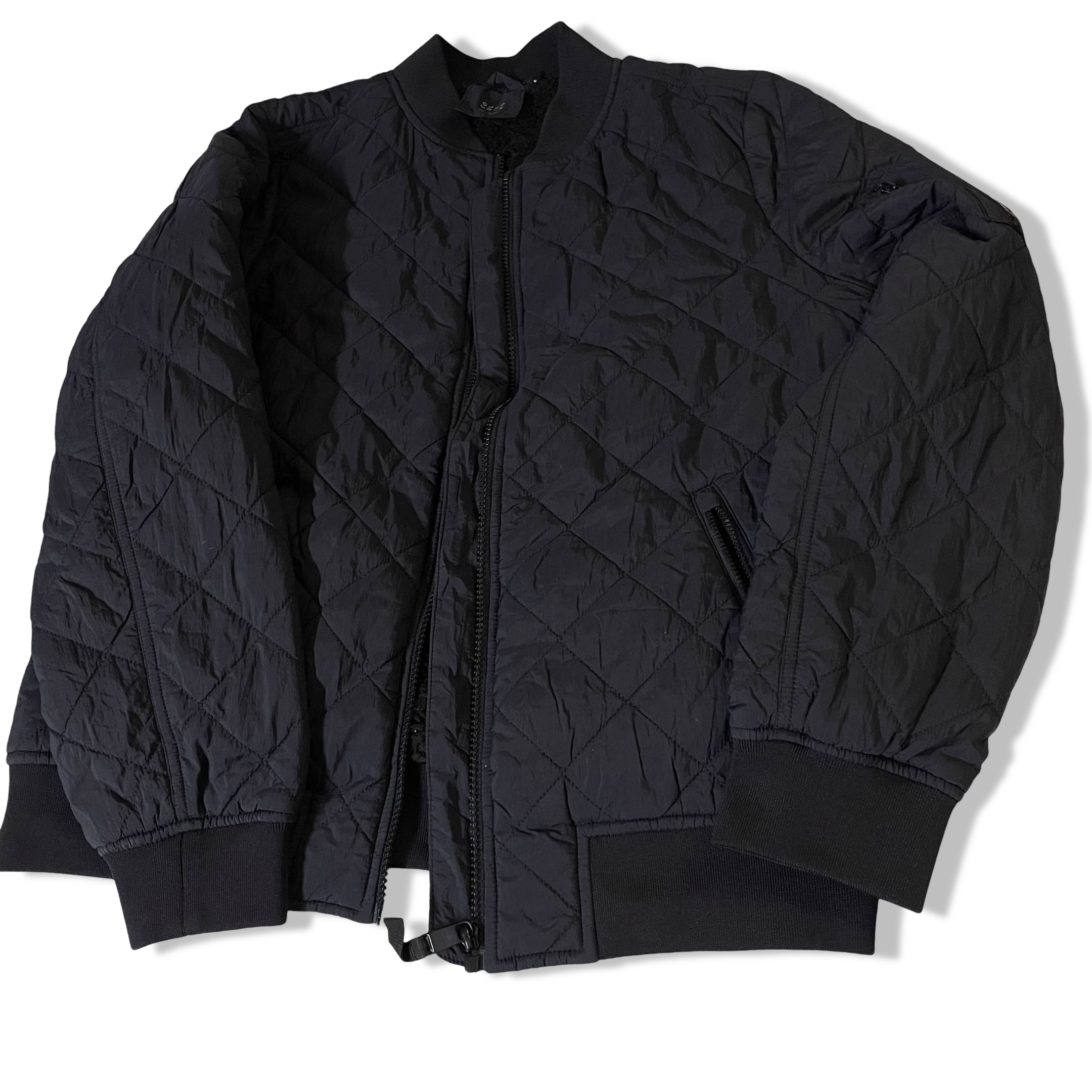 Vintage Good Move Womens Navy Solid Quilted bomber black jacket size 12|SKU 3805