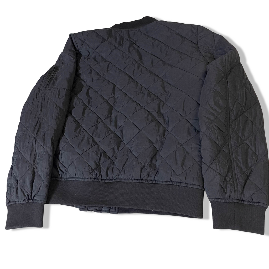 Vintage Good Move Womens Navy Solid Quilted bomber black jacket size 12|SKU 3805