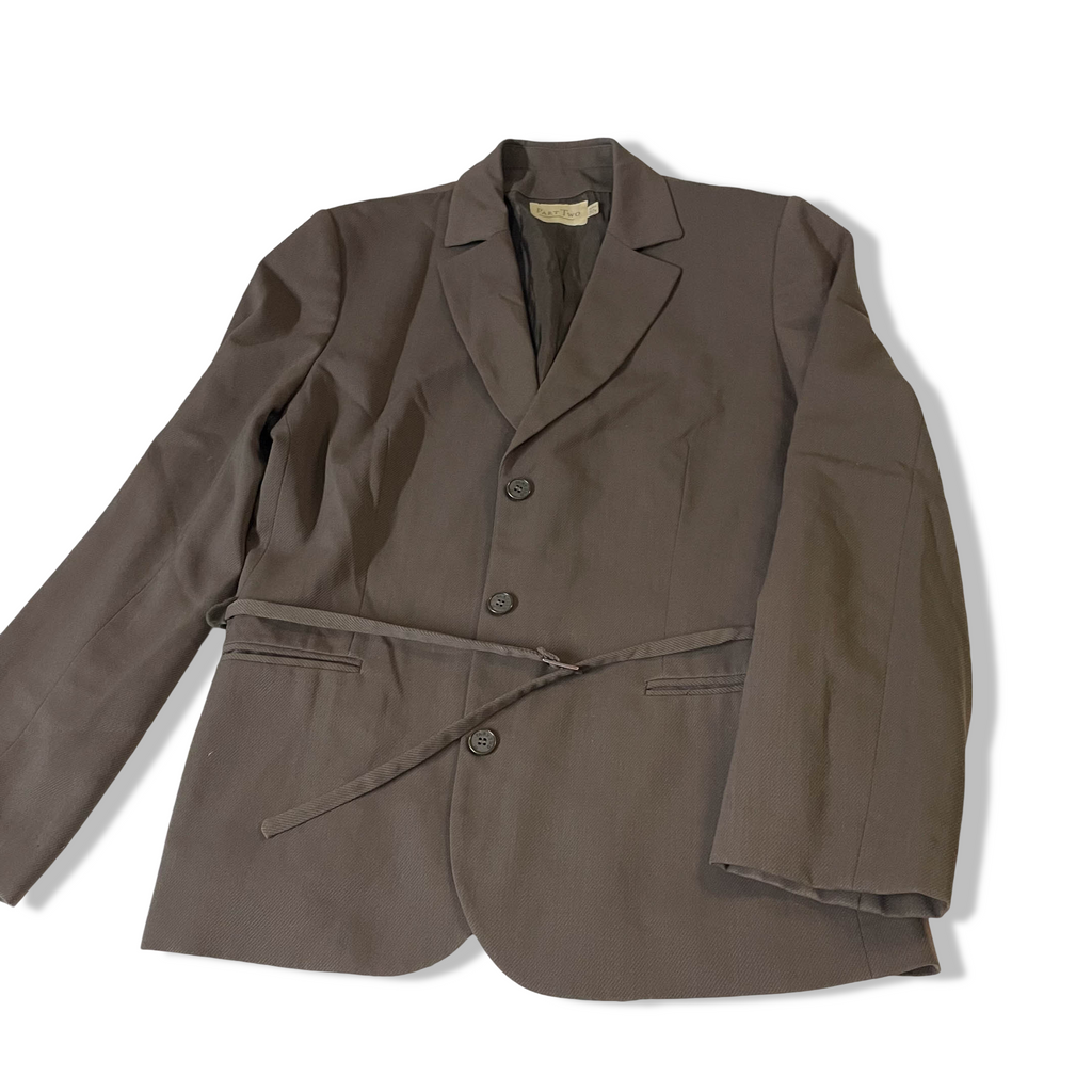 Vintage Part Two women's khaki green single breasted blazer UK 14|L29W20|SKU3806