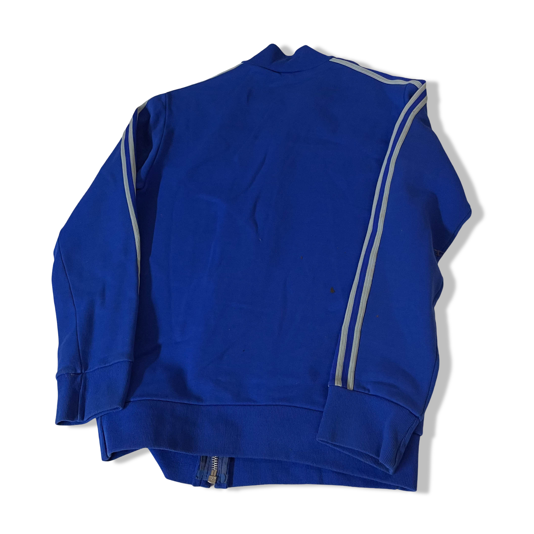 Vintage 80's Adidas Original blue trefoil full zip 3 stripe jacket in S|SKU 3808