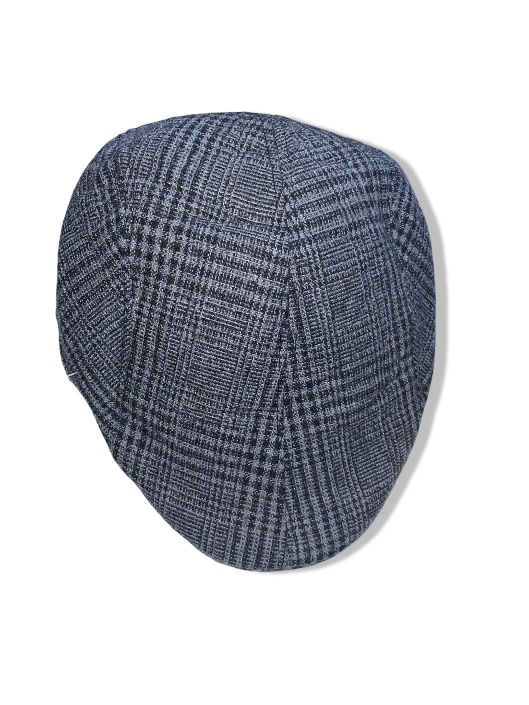 Vintage men's grey plaid flat cap| SKU 4938