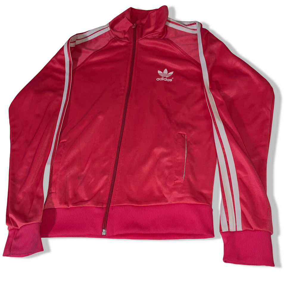 Vintage 90's Adidas women's 3 stripe pink track top in S/M|L 26 W 20| SKU 3811