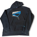 Vintage Puma sports life style big logo print black hoodie in S|L22W19|SKU 3813