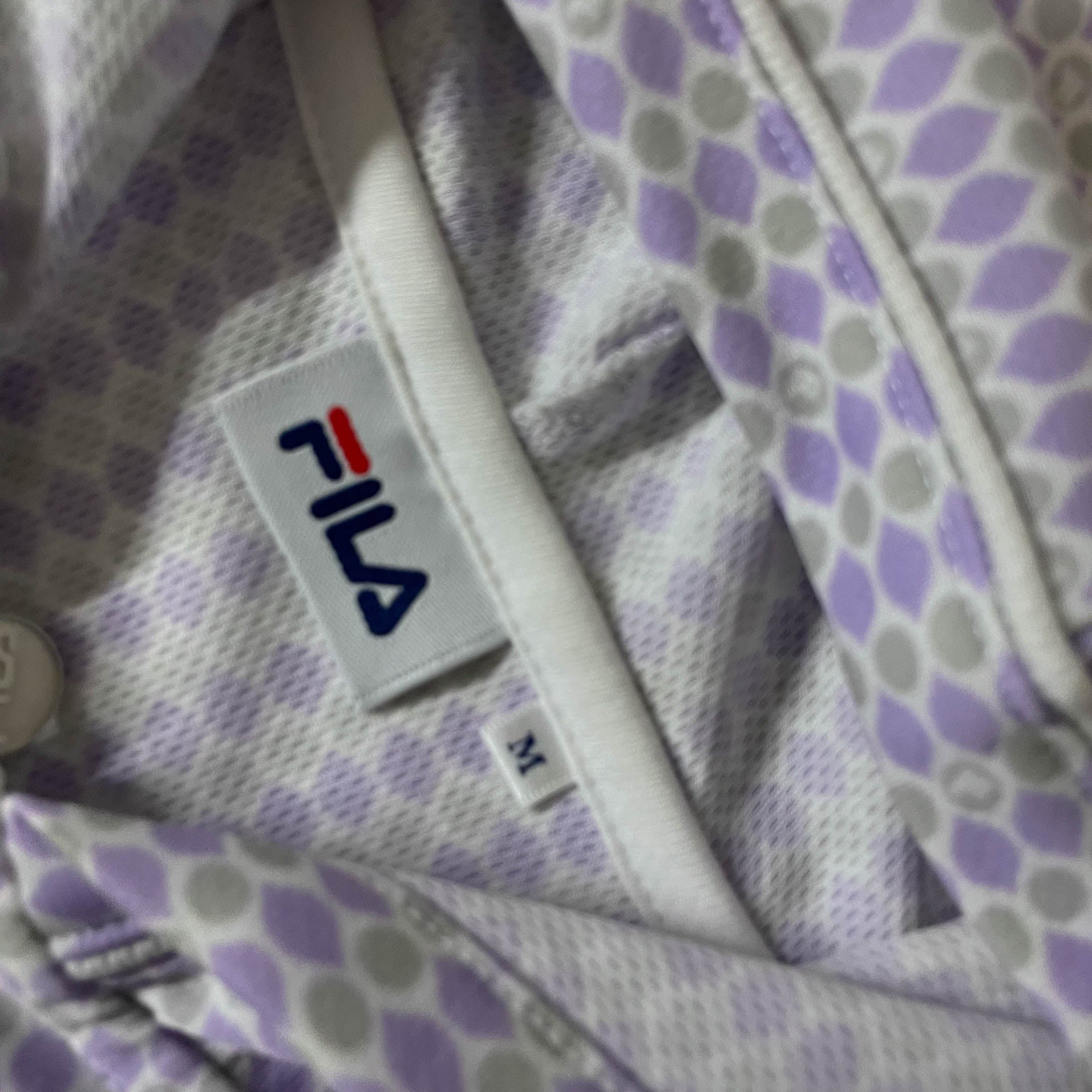 Vintage Fila Geometric pattern white full zip hoodie in M|L24 W 17| SKU 3814