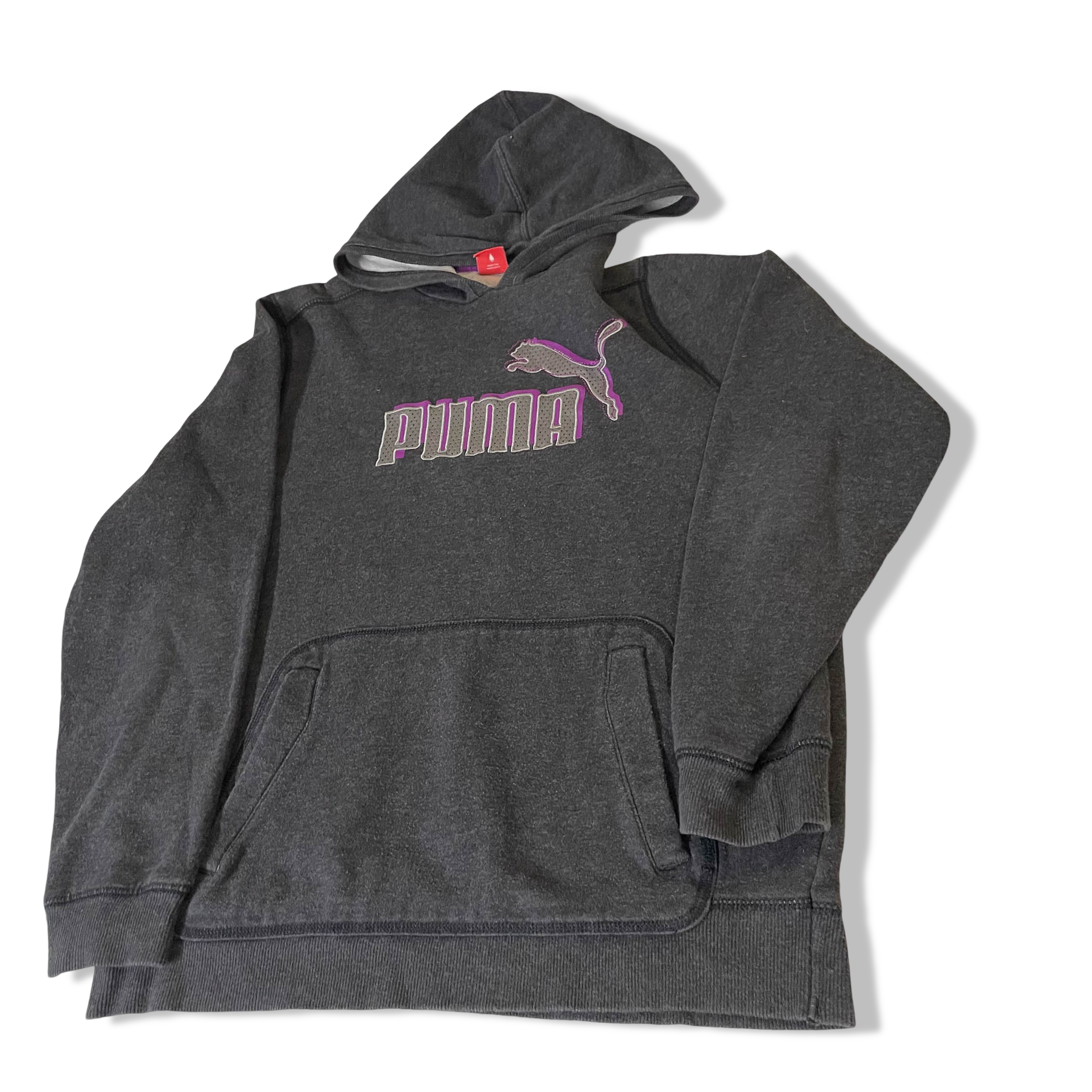 Vintage 90's Puma sport life style black big logo hoodie UK 34/36 |SKU 3817