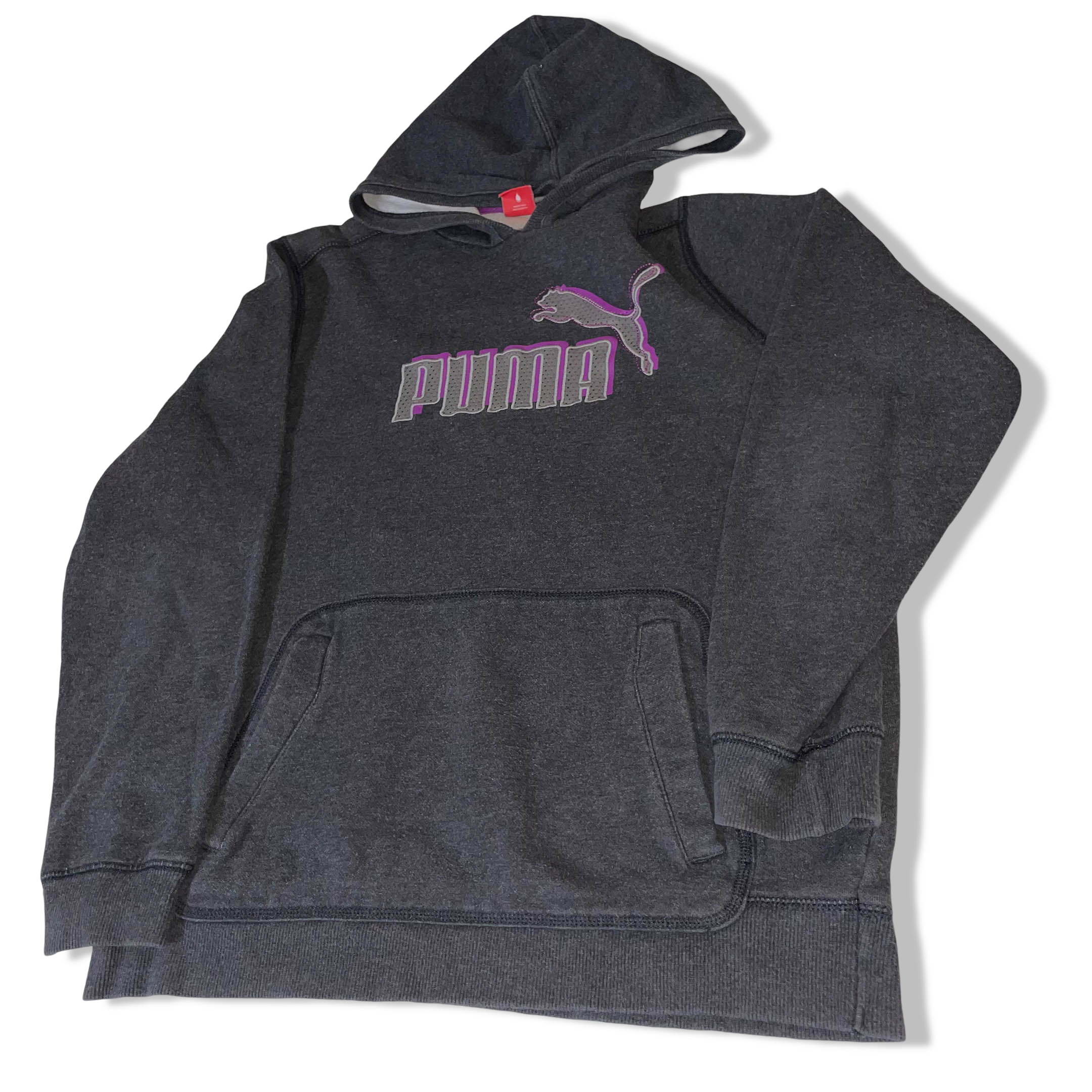 Vintage 90's Puma sport life style black big logo hoodie UK 34/36 |SKU 3817