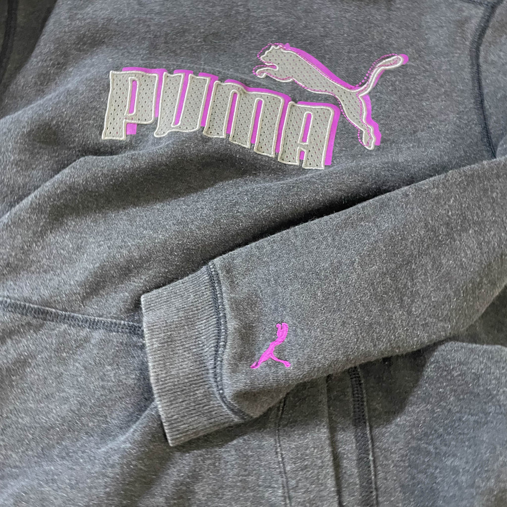 Vintage 90's Puma sport life style black big logo hoodie UK 34/36 |SKU 3817