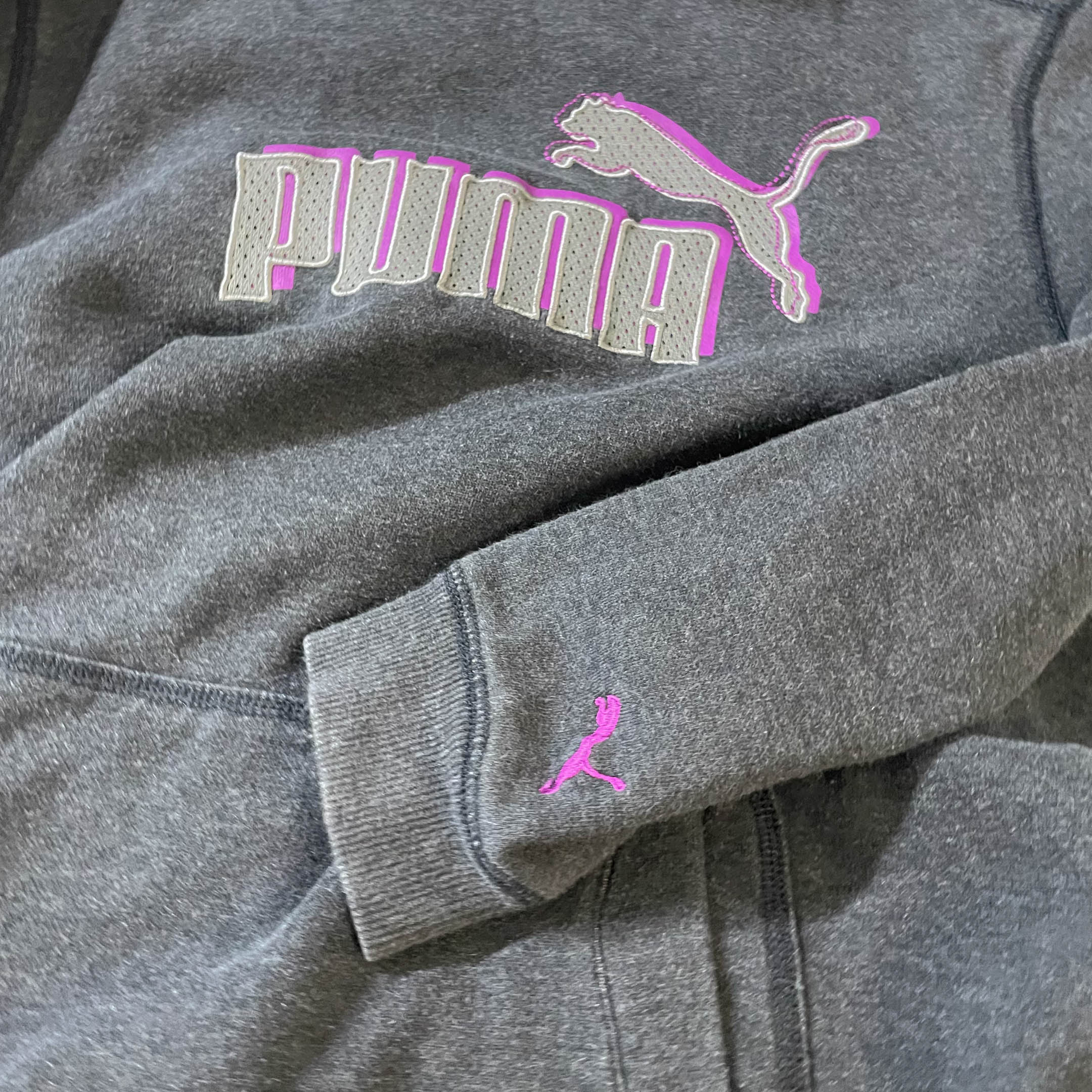 Vintage 90's Puma sport life style black big logo hoodie UK 34/36 |SKU 3817