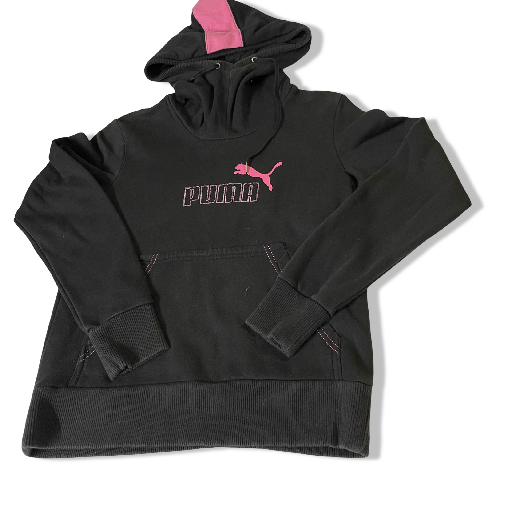 Vintage Black women Puma big logo hoodie in S/M|L25 W18| SKU 3821