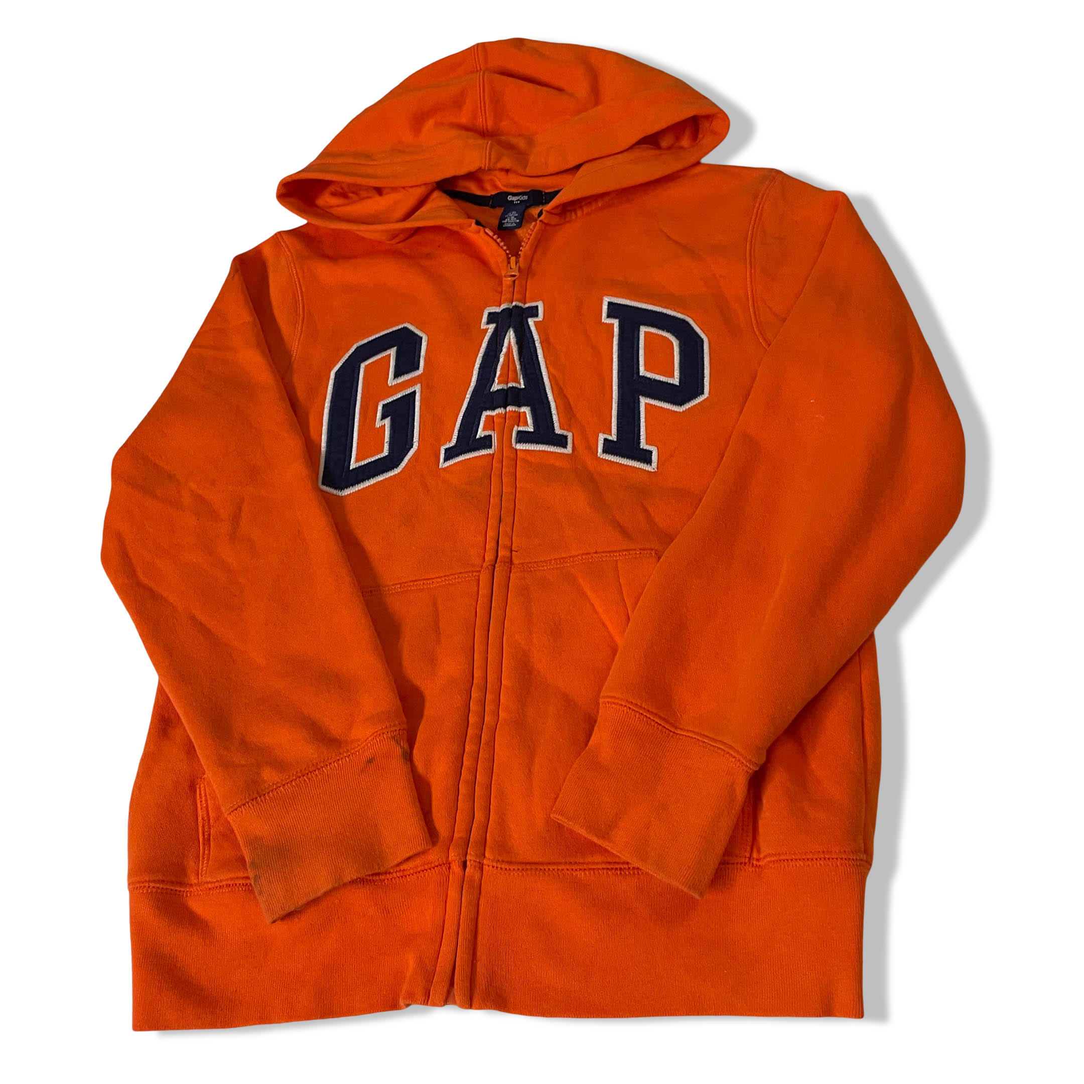 Vintage Orange GAP Kids made in Cambodia full zip hoodie for 12years in M|3826
